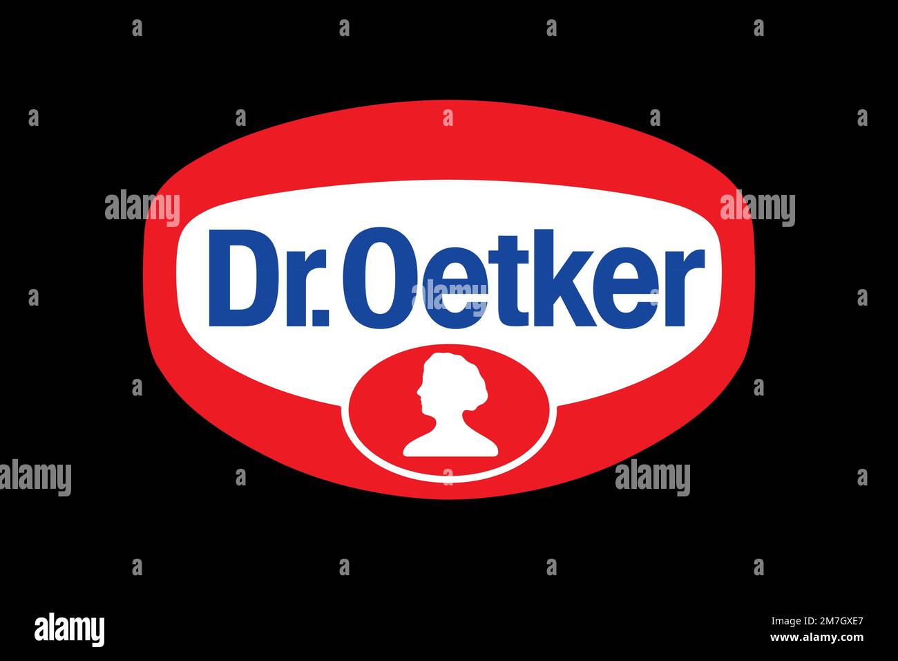 Dr. Oetker, Logo, sfondo nero Foto Stock