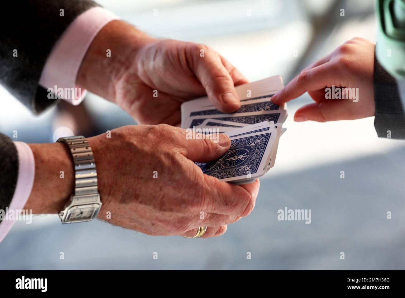 Un mago ha illustrato fare un trucco magico su un capretto ad un matrimonio in Sussex, Regno Unito. Foto Stock
