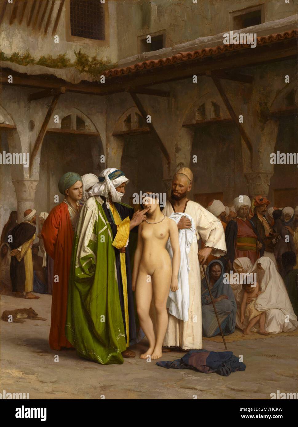 Mercato degli schiavi nel Cairo antico, dipinto da Jean-Léon Gérôme Foto Stock