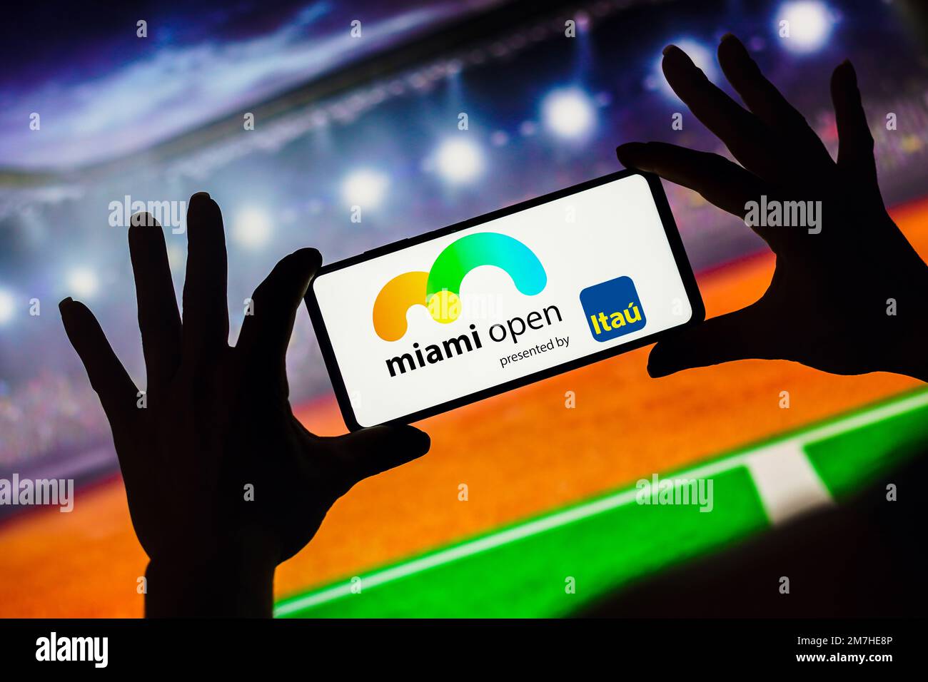 Brasile. 09th Jan, 2023. In questa immagine, il logo Miami Open (Miami Masters) viene visualizzato sullo schermo di uno smartphone. Credit: SOPA Images Limited/Alamy Live News Foto Stock