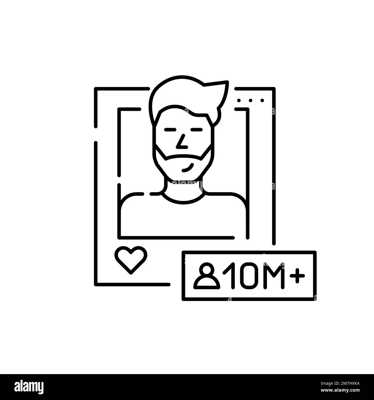 Blogger giovane e trendsetting con oltre 10 milioni di seguaci. Icona della linea di tratto modificabile pixel Perfect Illustrazione Vettoriale