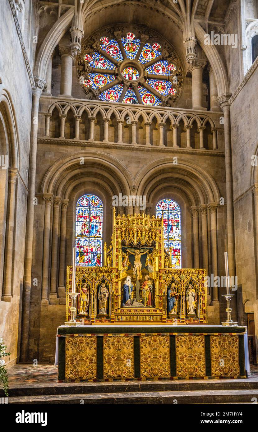 Altare maggiore della Cattedrale di Christ Church, Oxford; Oxforshire, Inghilterra sudorientale Foto Stock