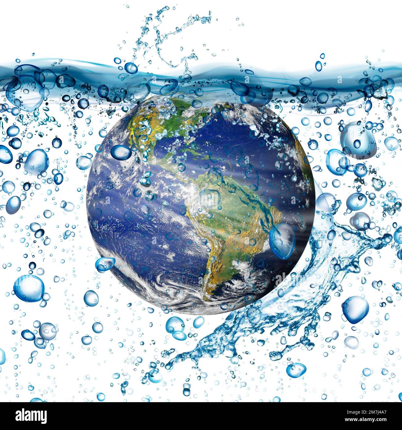Concetto di scarsità d'acqua sulla terra isolato su sfondo bianco. Mancanza di acqua nel mondo. Giornata della Terra o concetto di Giornata Mondiale dell'acqua. Elementi di questa immagine Foto Stock