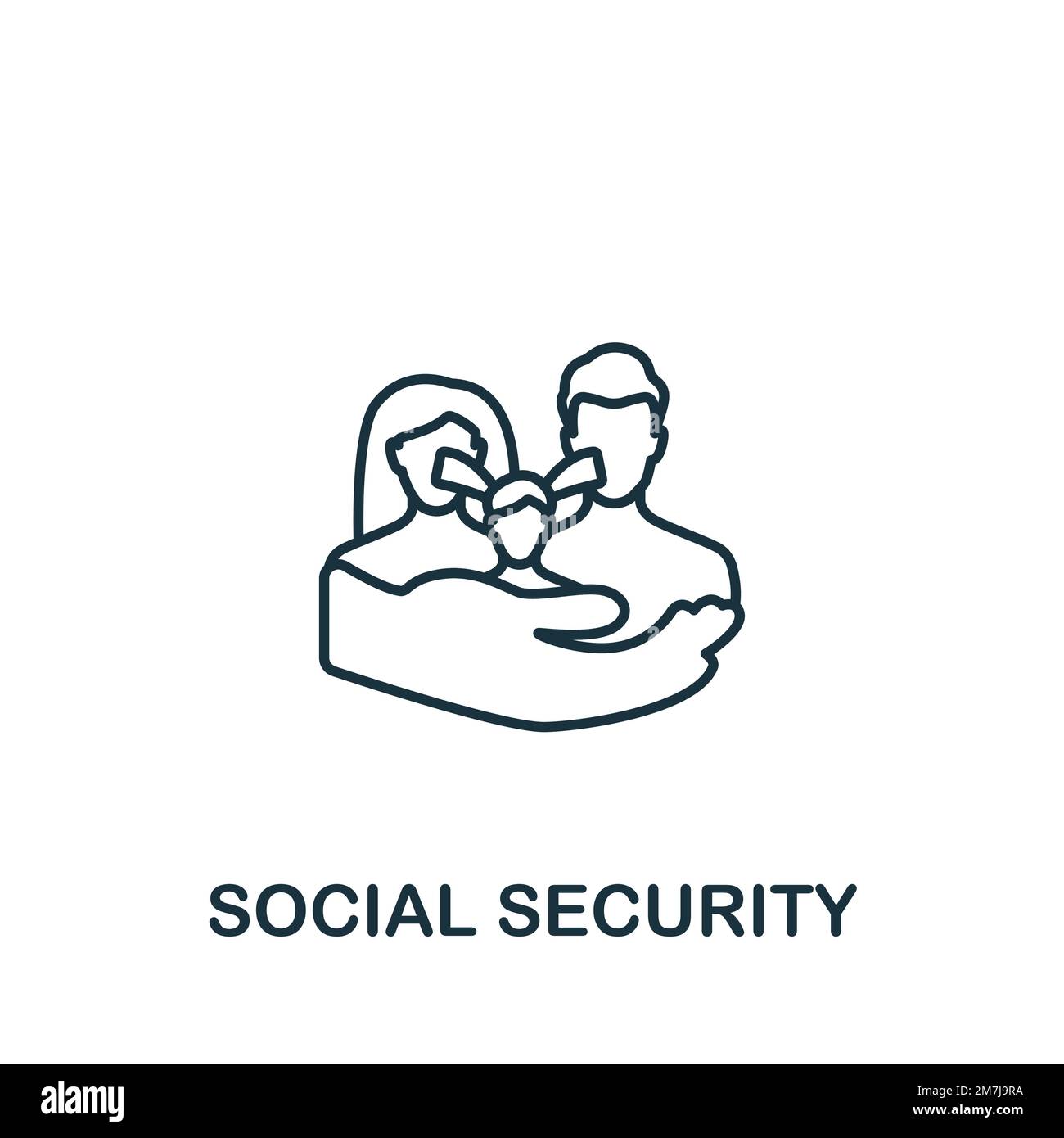 Icona della sicurezza sociale. Icona di reclutamento semplice monocromatica per modelli, web design e infografica Illustrazione Vettoriale