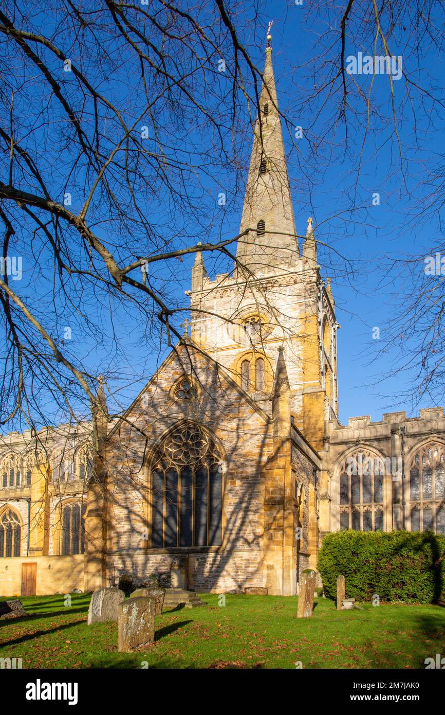 Chiesa della Santissima Trinità o Chiesa di Shakespeare, per la sua fama di luogo del battesimo, del matrimonio e della sepoltura di William Shakespeare .Stratford on Avon Foto Stock