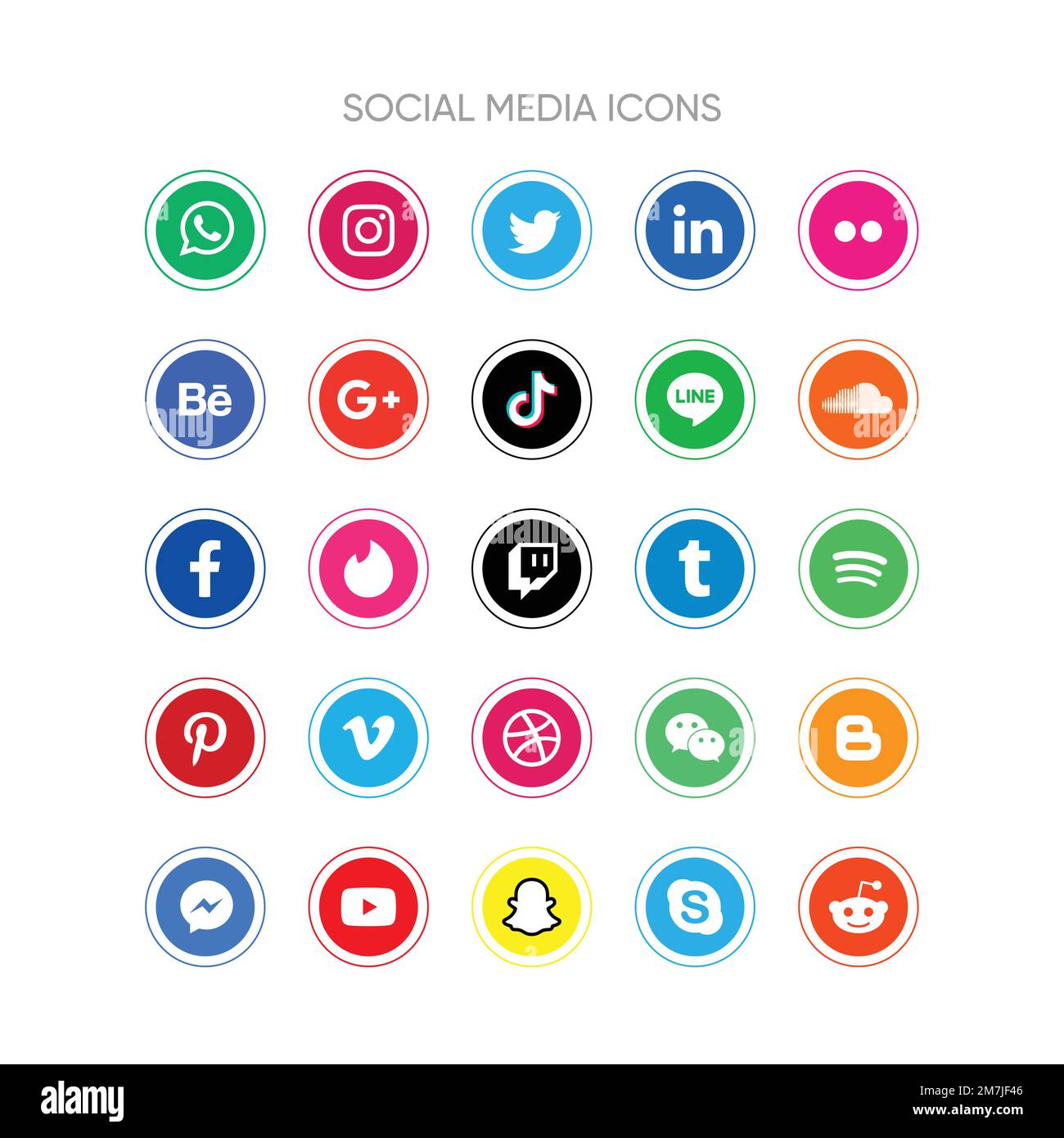 San Paolo, Brasile - 25 settembre 2022. Collezione di popolari logo dei social media. Facebook, instagram, twitter, linkedin, youtube, telegramma, vimeo, sna Illustrazione Vettoriale