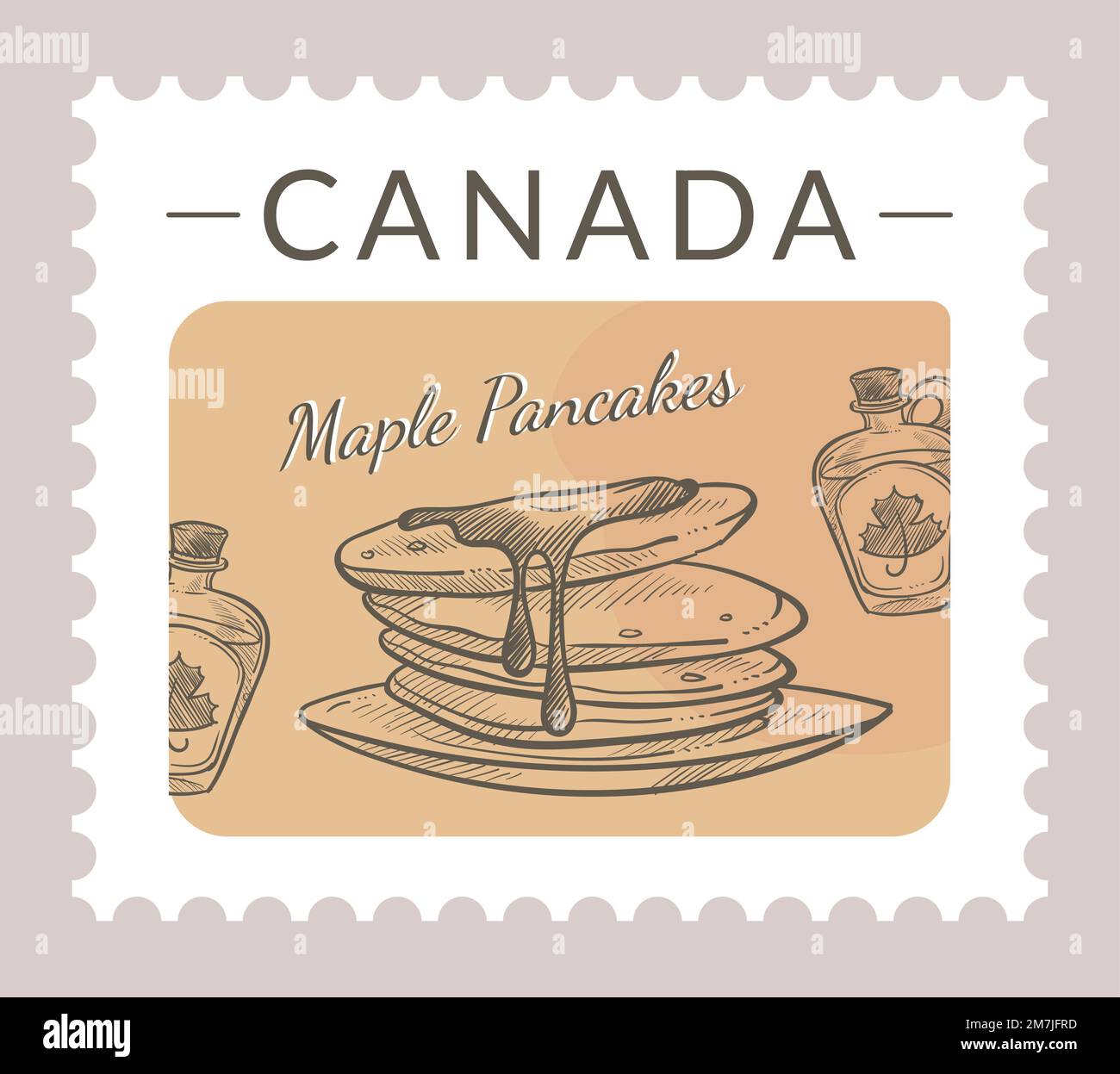 Canada acero frittelle ricette tradizionali cartolina Illustrazione Vettoriale