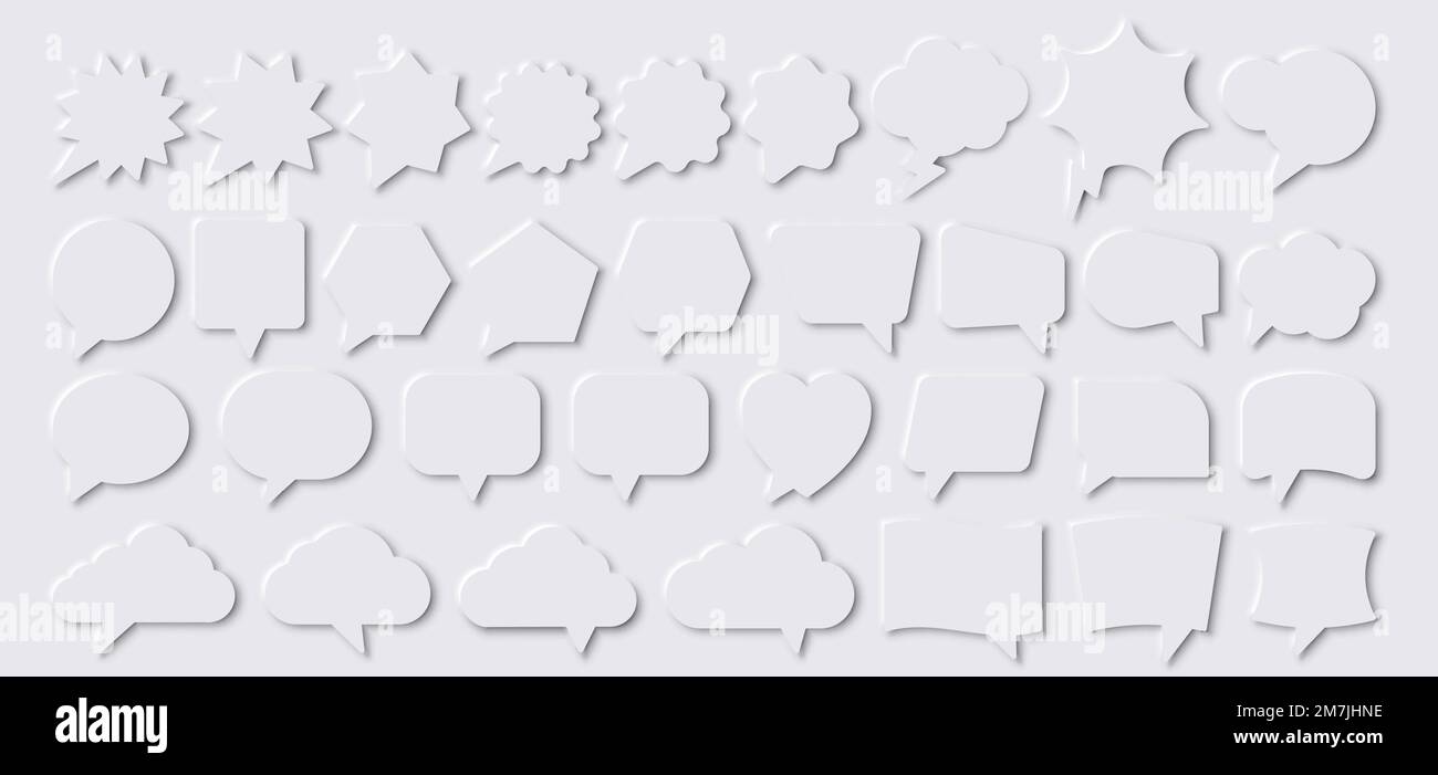 Set di voci a forma di bolla. Elementi di progettazione dell'interfaccia utente Neumorphic. Illustrazione vettoriale. EPS 10. Illustrazione Vettoriale