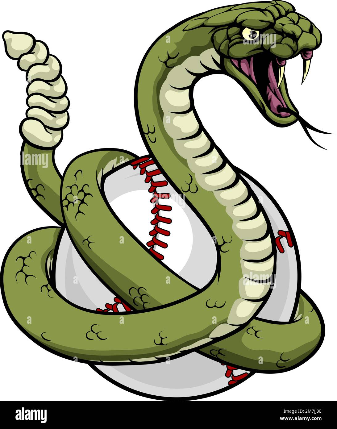 Rattlesnake Baseball Ball Animal Sport Team Mascot Illustrazione Vettoriale