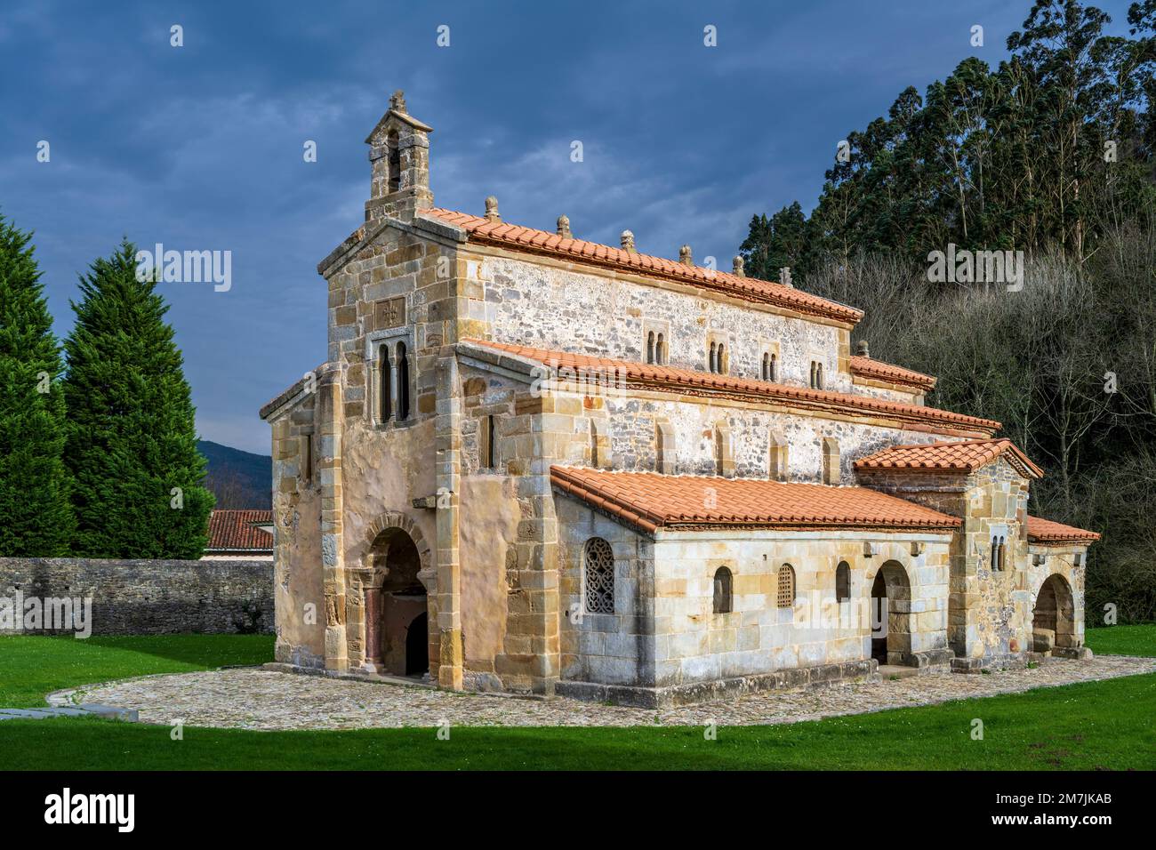 Chiesa di San Salvador de Valdedios, Villaviciosa, Asturie, Spagna Foto Stock