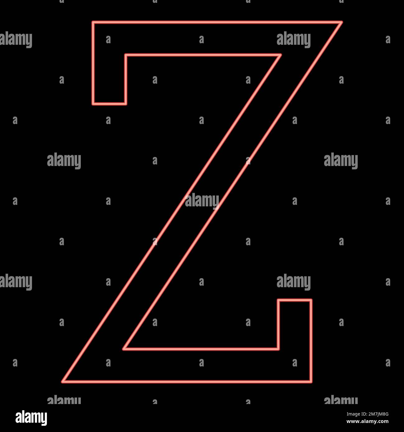 Neon zeta greco simbolo maiuscolo carattere maiuscolo rosso colore vettore illustrazione immagine piatto stile luce Illustrazione Vettoriale