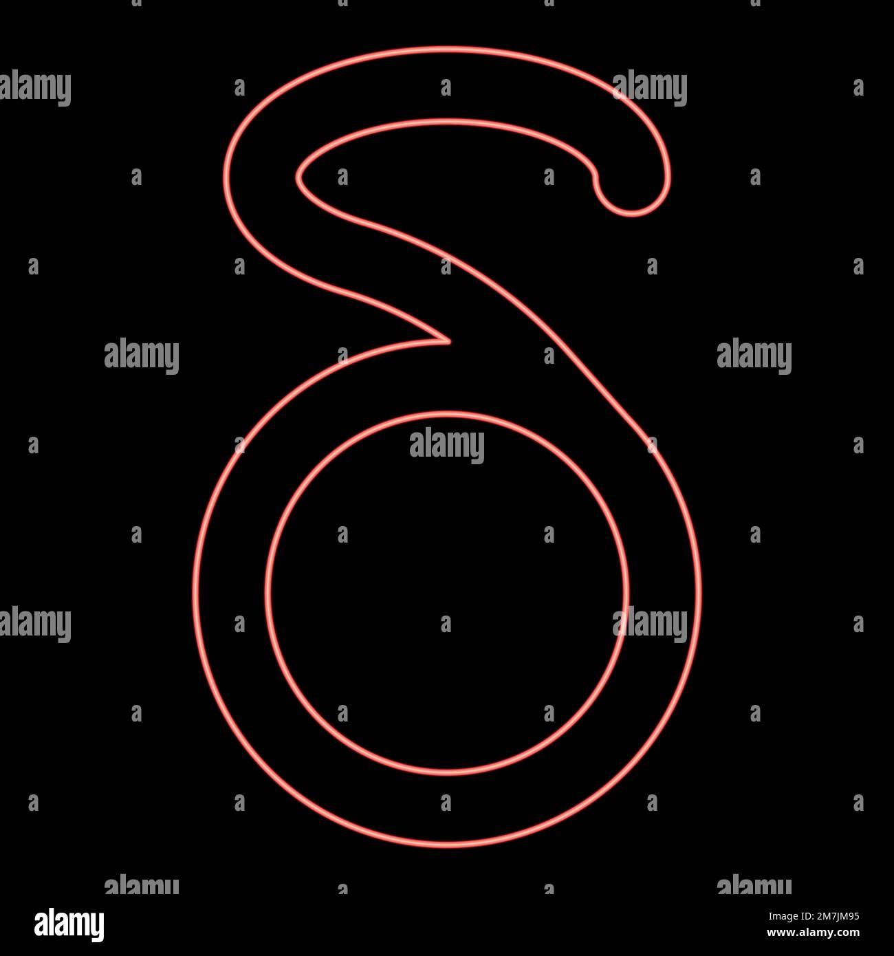 Neon delta simbolo greco lettera piccola carattere minuscolo rosso colore vettore illustrazione immagine piatta luce stile Illustrazione Vettoriale