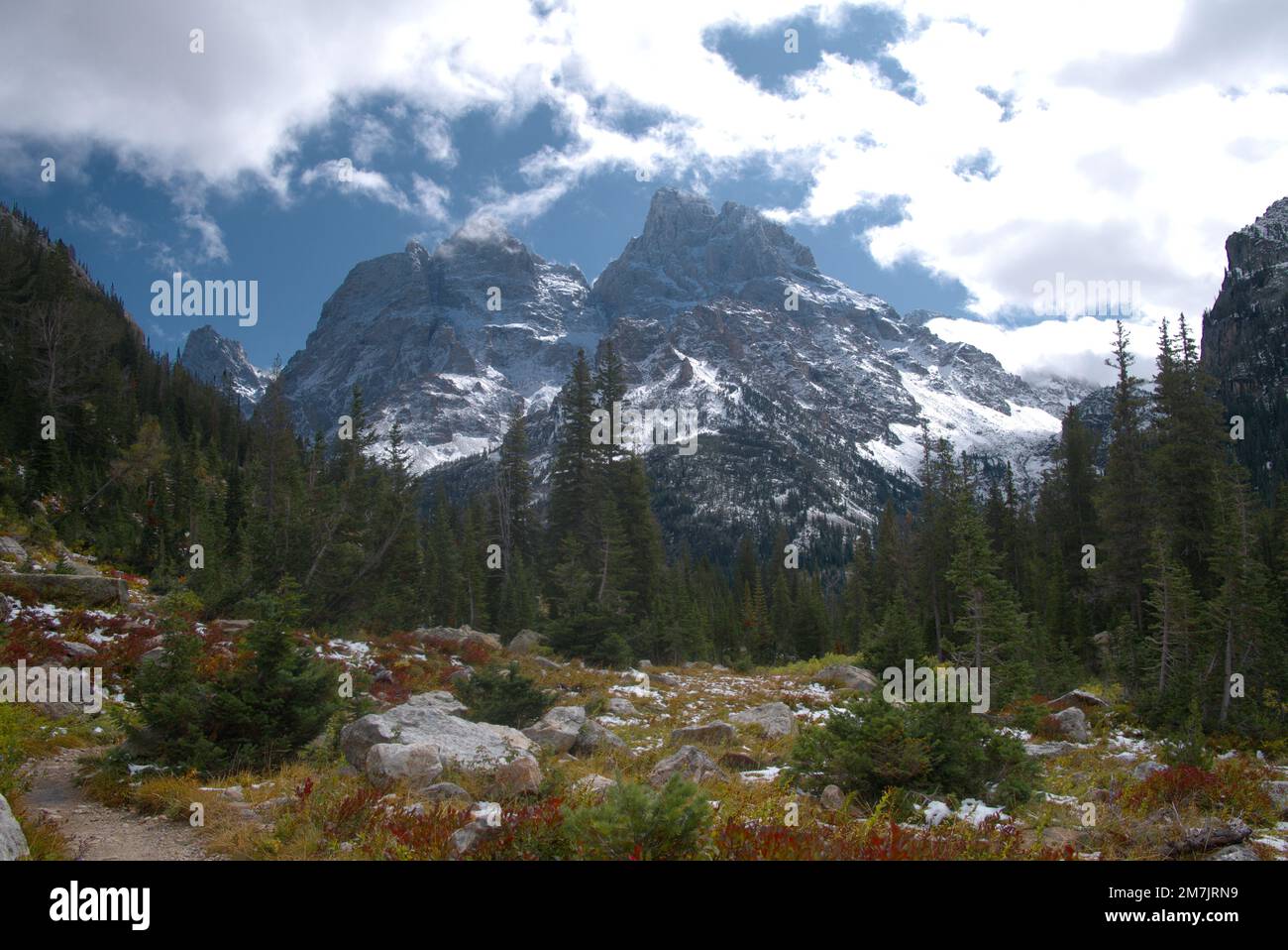Traversata più in alto sul sentiero del Cascade Canyon al Grand Teton National Park nel Wyoming Foto Stock