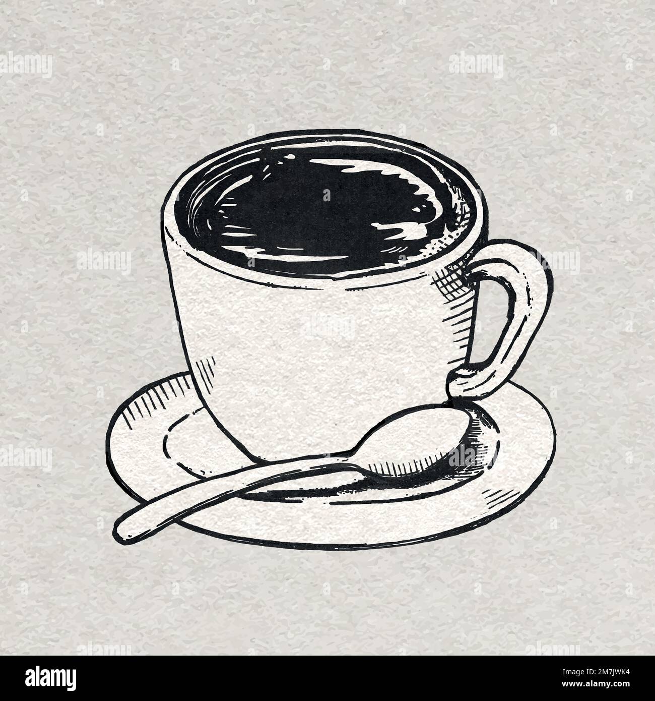 Vettore grafico vintage della tazza da caffè in bianco e nero Illustrazione Vettoriale