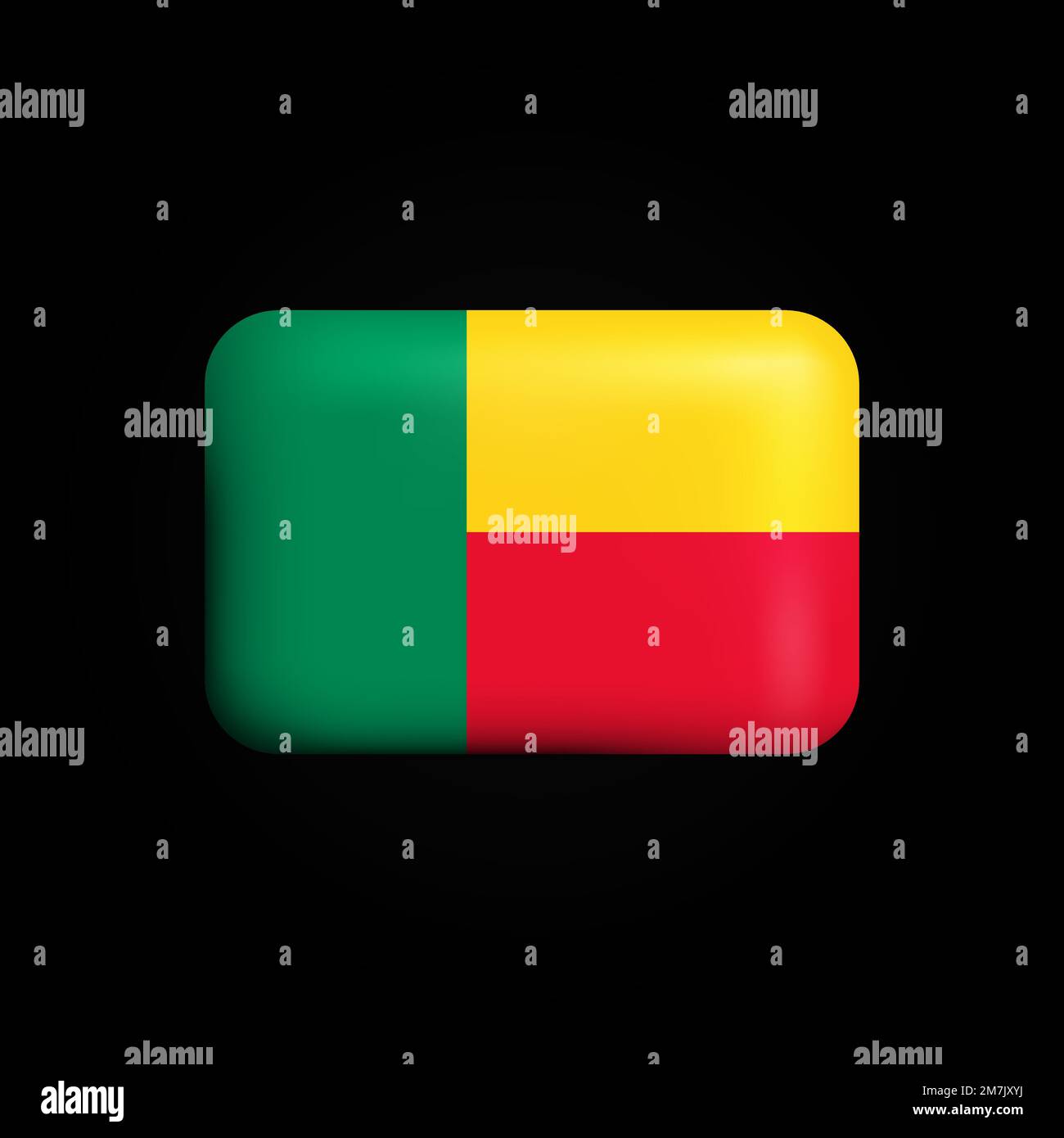 Benin Flag 3D icona. Bandiera nazionale del Benin. Illustrazione vettoriale Illustrazione Vettoriale