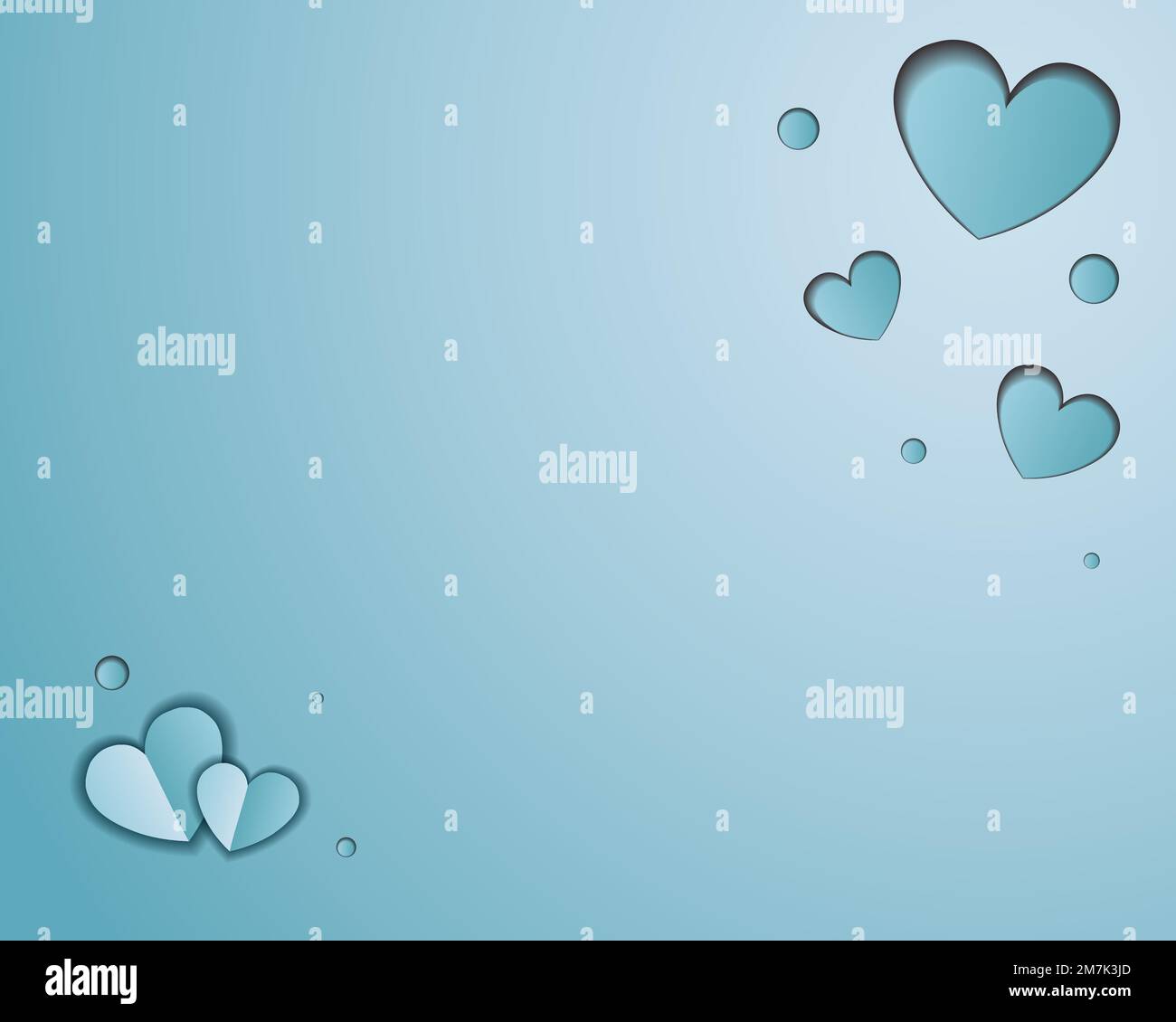 Sfondo blu per San Valentino con cuori tagliati in carta. Vettore. Sfondo. Cartolina. Inviti. Illustrazione Vettoriale