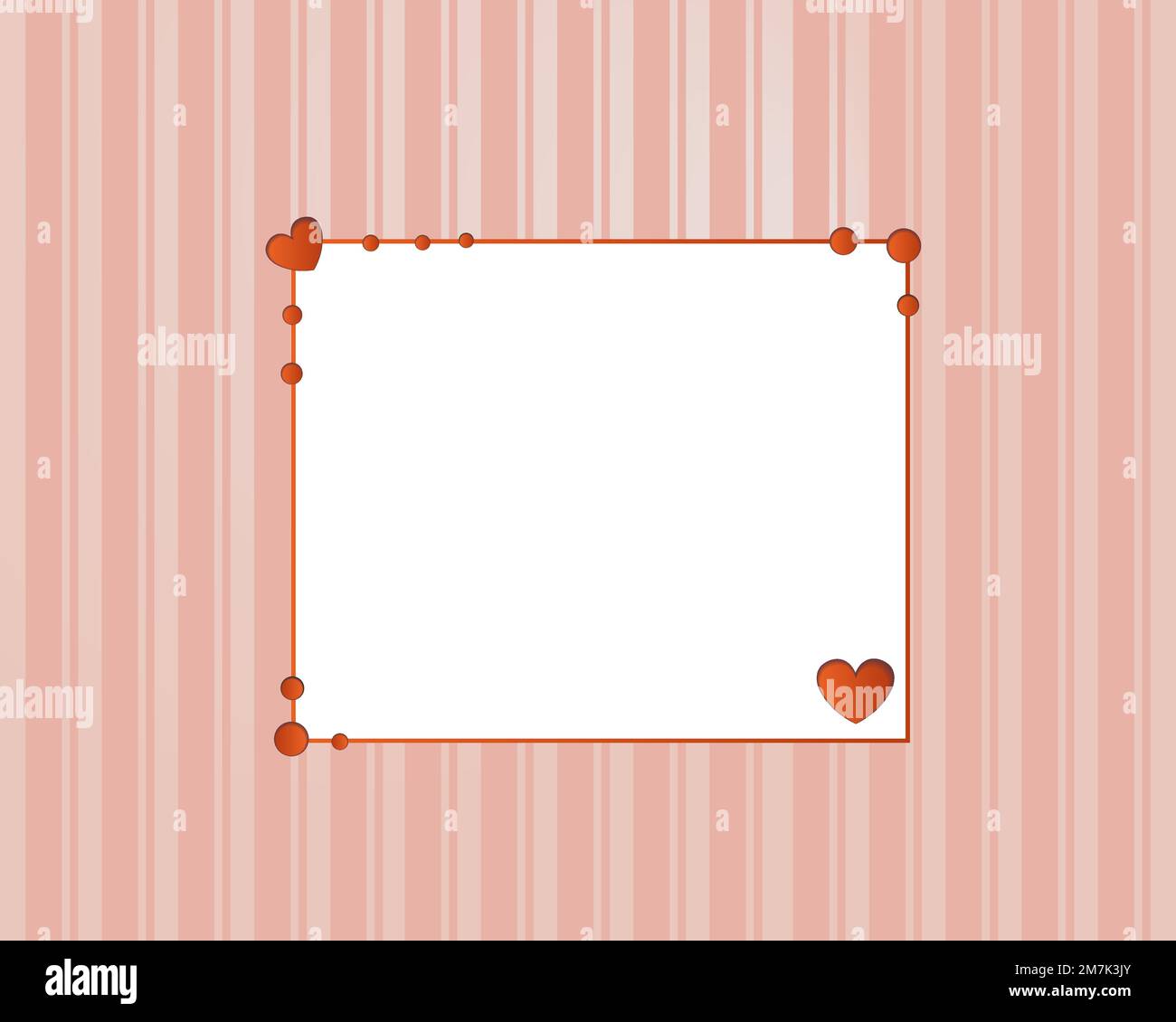 Modello a righe rosa per il biglietto di San Valentino con cuori tagliati sulla carta. Vettore. Modello. Cartolina. Inviti. Illustrazione Vettoriale