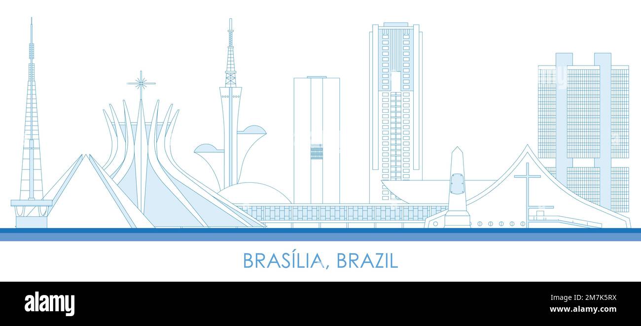 Contorno panorama della città di Brasilia, Brasile - illustrazione vettoriale Illustrazione Vettoriale