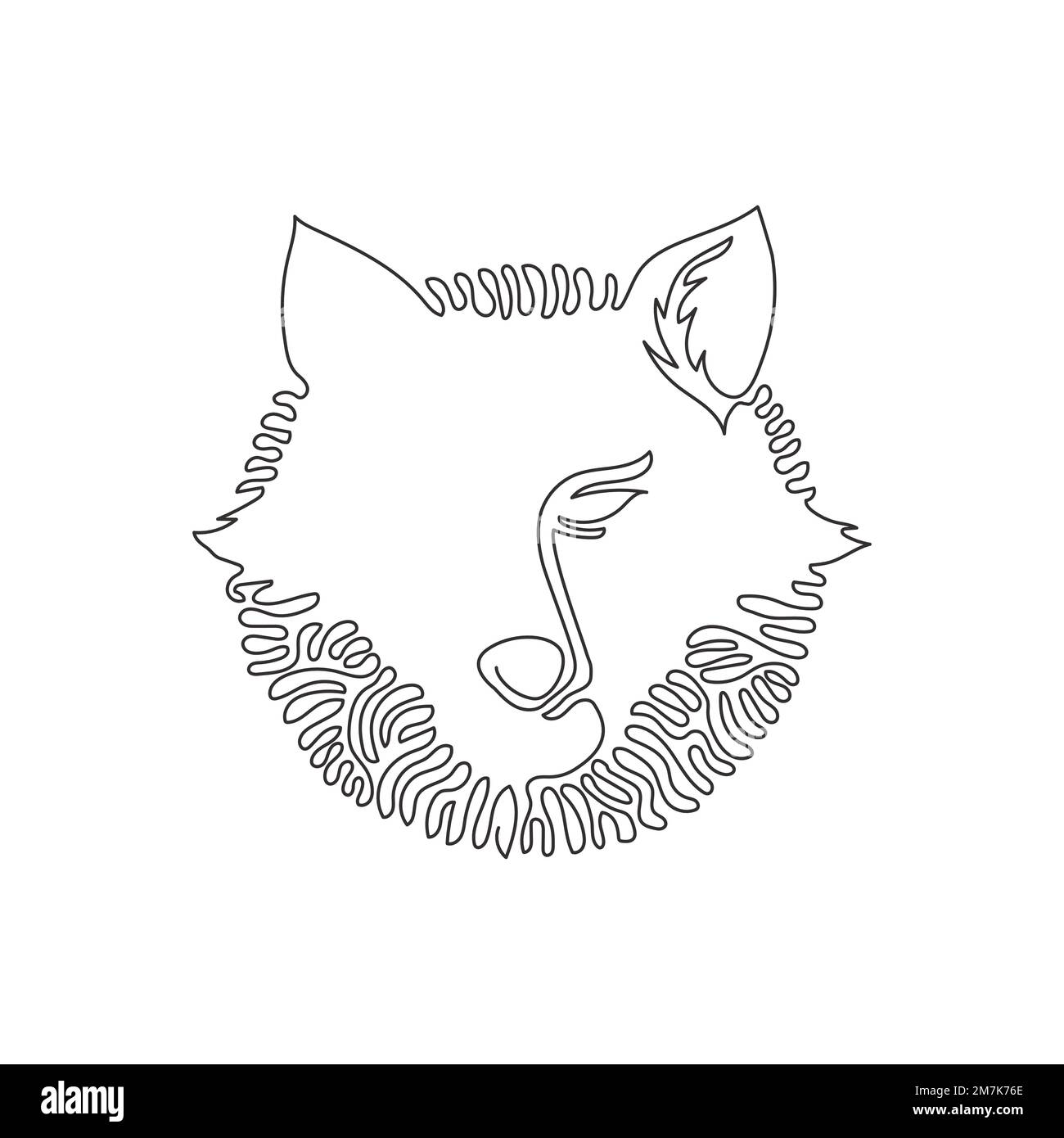 Singolo riccio una linea di disegno carino volpe astratto arte Disegno a linea continua disegno vettoriale illustrazione di spighe triangolari volpe per un'icona Illustrazione Vettoriale