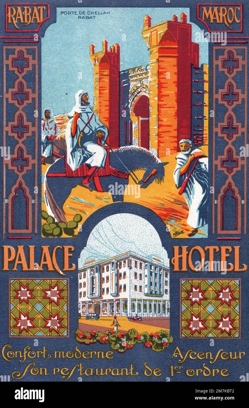 Poster d'antiquariato Annuncio pubblicitario per il Palace Hotel c1900s Foto Stock