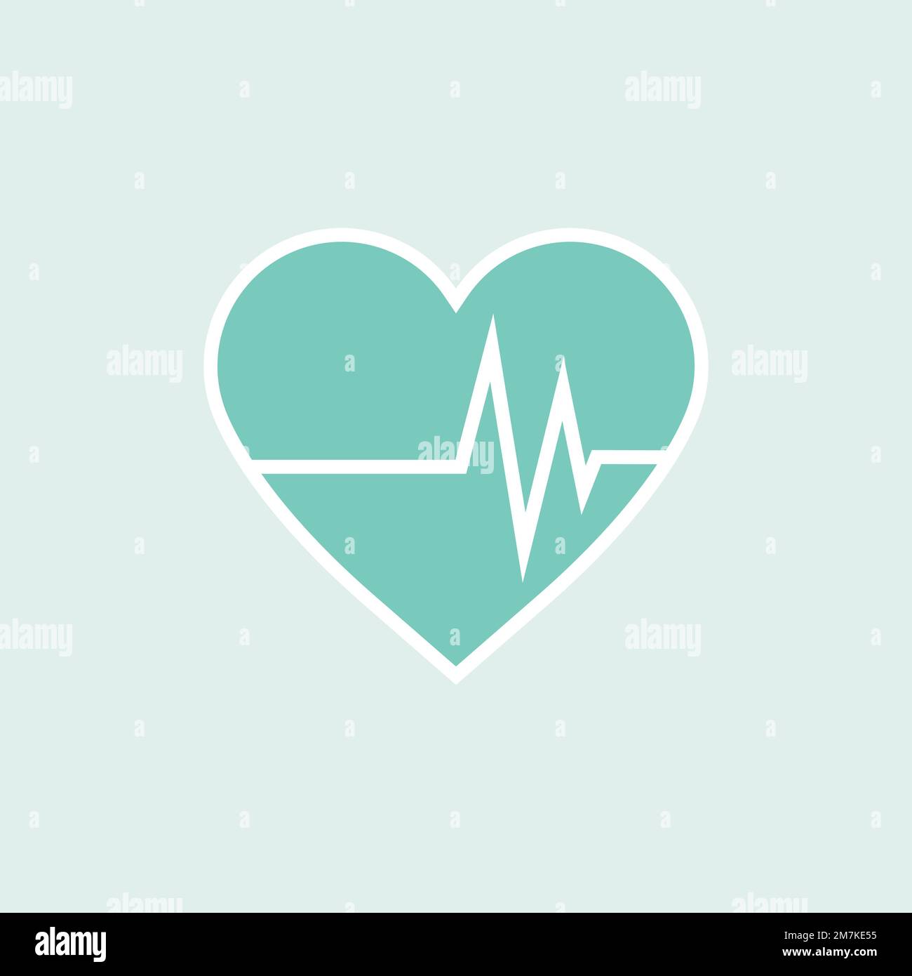 Cuore verde con vettore di elementi dell'elettrocardiografo Illustrazione Vettoriale
