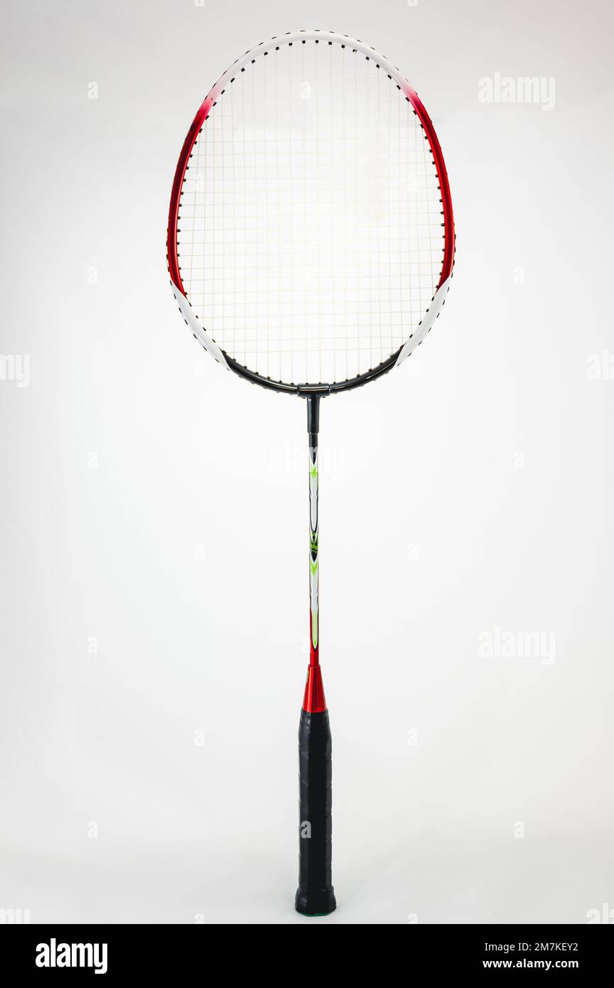 Badminton Racket su sfondo bianco Foto Stock
