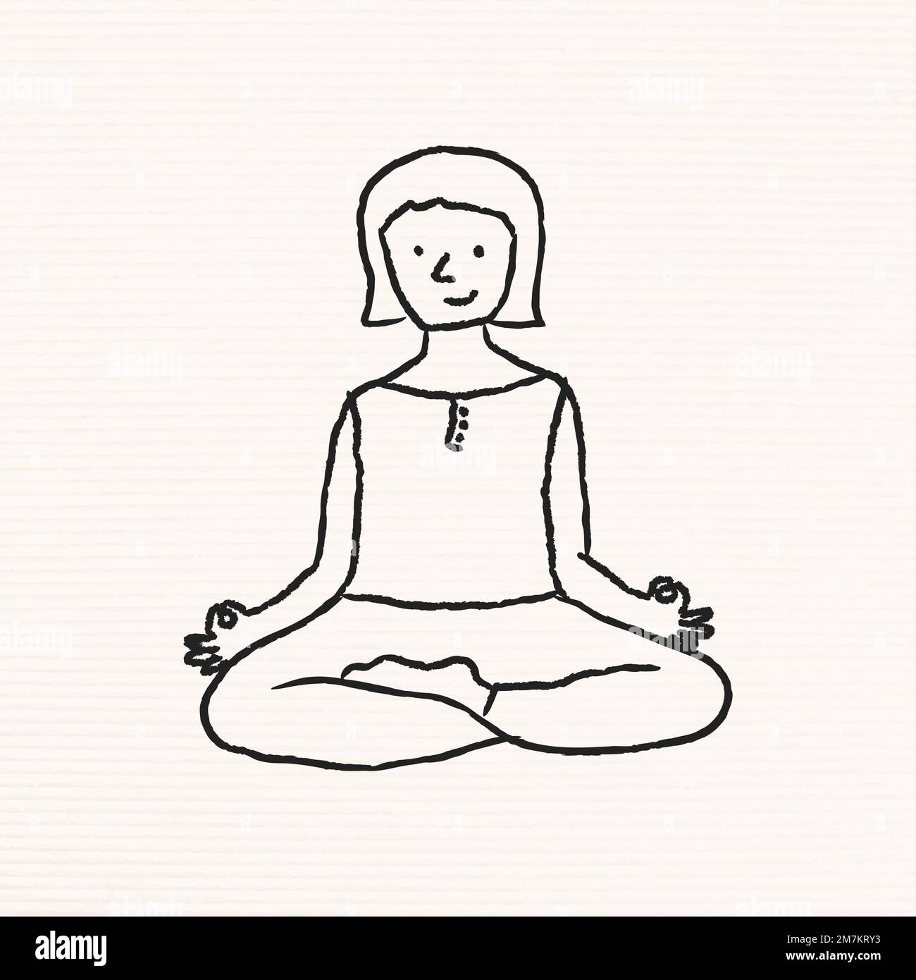 Doodle donna meditante vettore Illustrazione Vettoriale