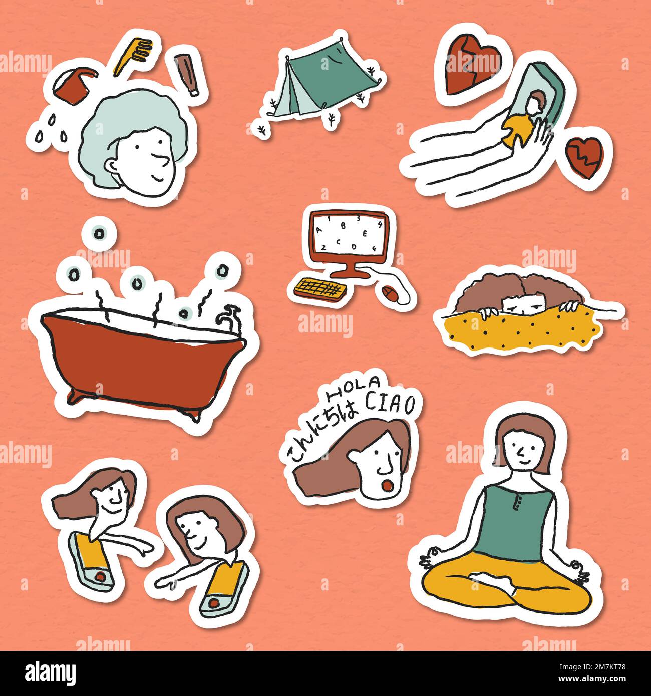 Bloccato a casa per fare elenco doodle vettore adesivo Illustrazione Vettoriale