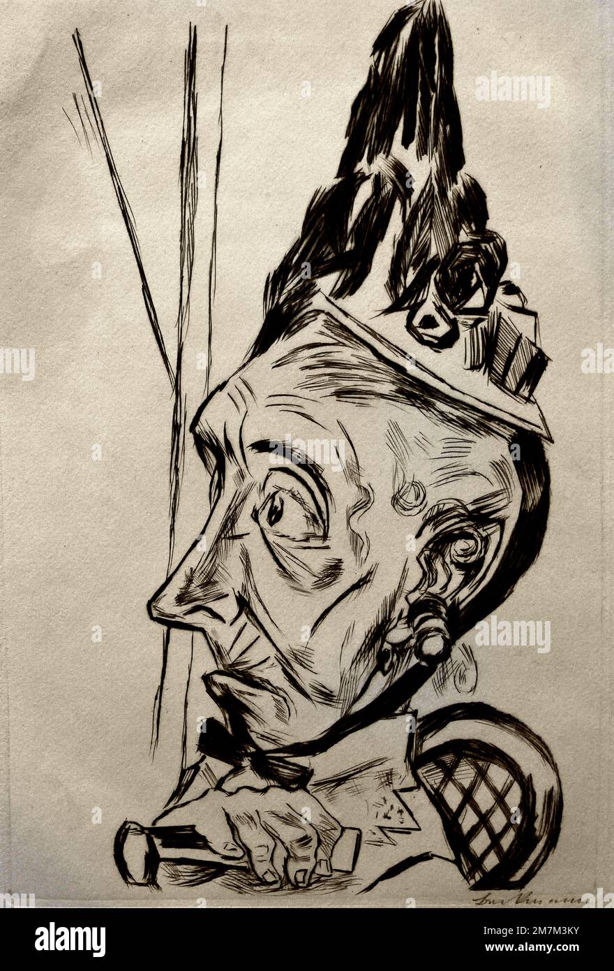 Alte Frau mit Kapotthut - Vecchia donna con cappello, 1920 di Max ,Beckmann, (1884 − 1950), Max Carl Friedrich Beckmann, pittore tedesco, disegnatore, stampatore, scultore, scrittore. Germania, Foto Stock