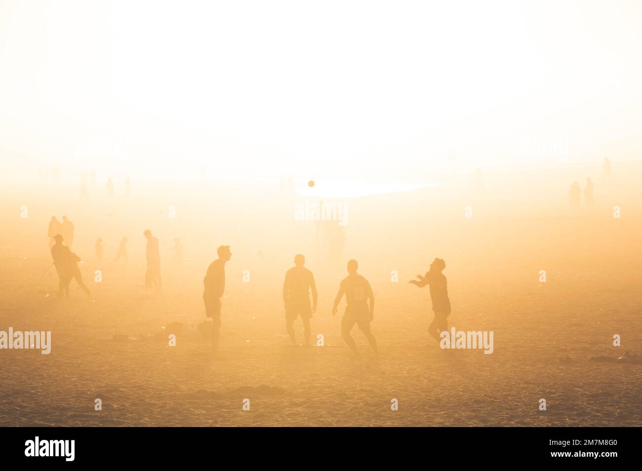 Beach volley con tramonto Foto Stock