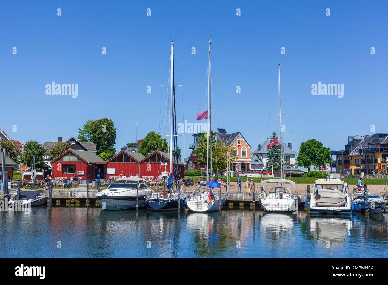 Barche da pesca nel porto, Niendorf, Timmendorfer Strand, Baia di Lübeck, Mar Baltico, Schleswig-Holstein, Germania, Europa Foto Stock