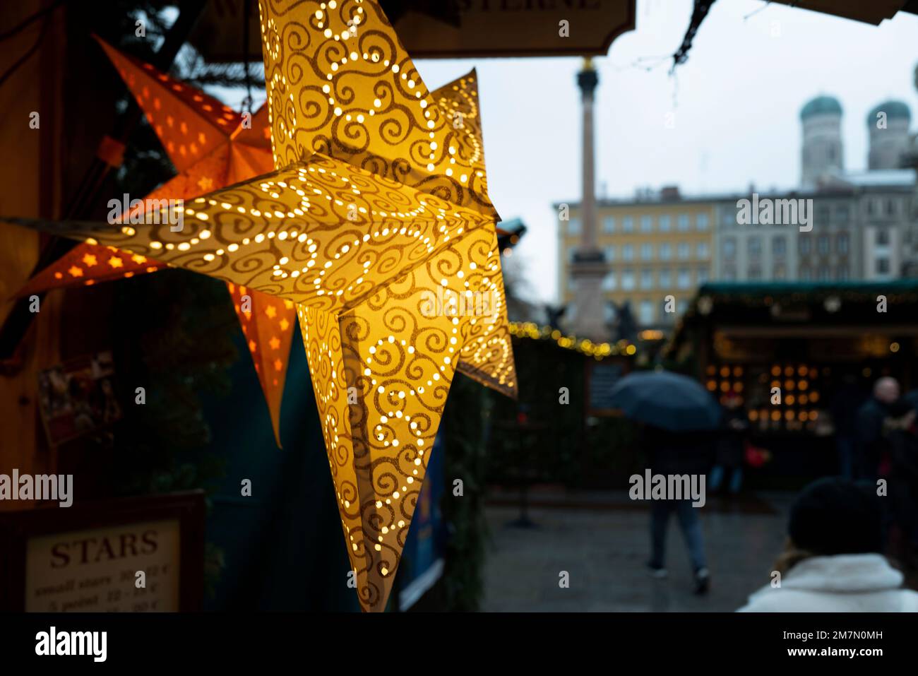 Natale, Christkindlmarkt, Avvento, Monaco, stelle Foto Stock