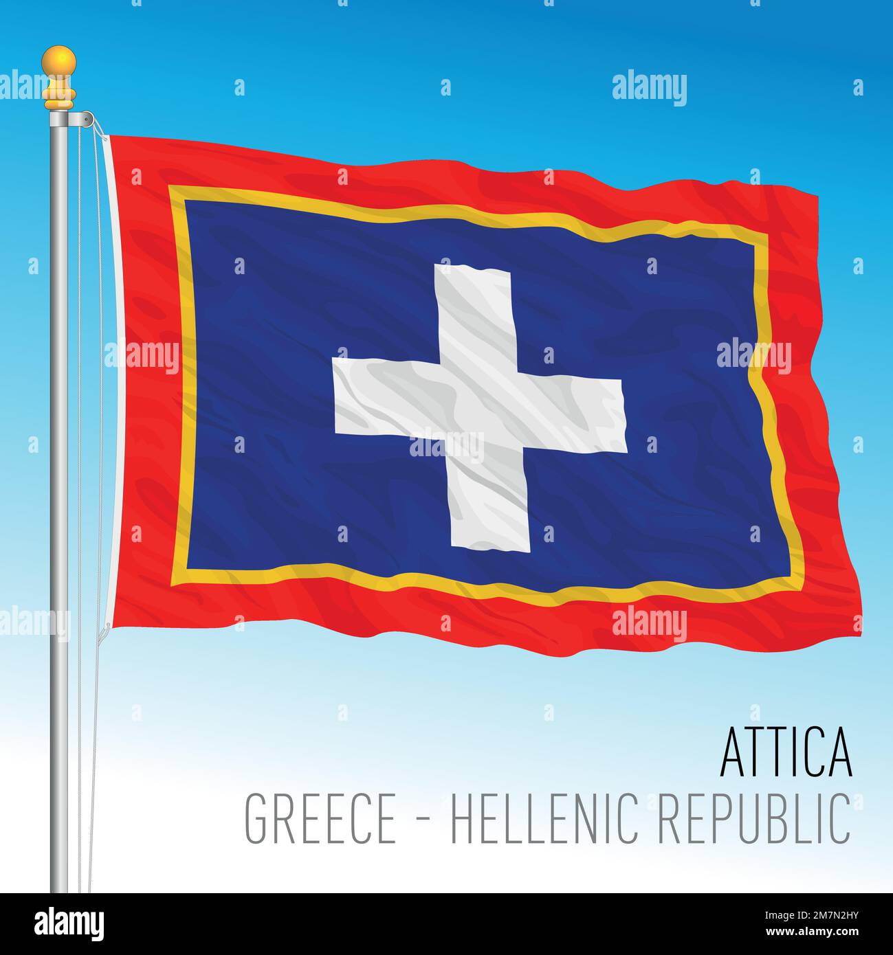 Bandiera regionale ATTICA, Grecia, Unione europea, illustrazione vettoriale Illustrazione Vettoriale