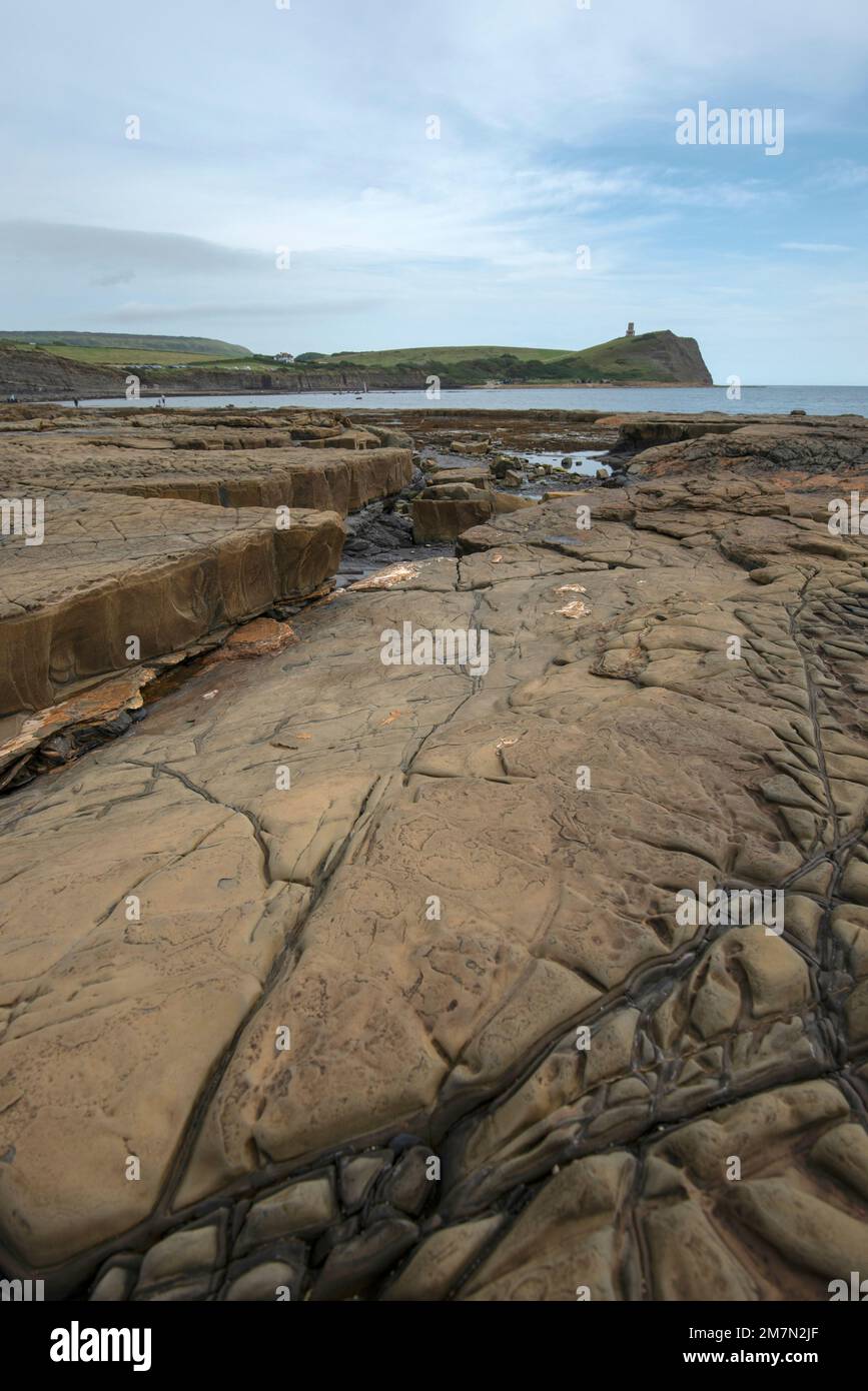 Formazione rocciosa a Kimmeridge Bay, Dorset Foto Stock