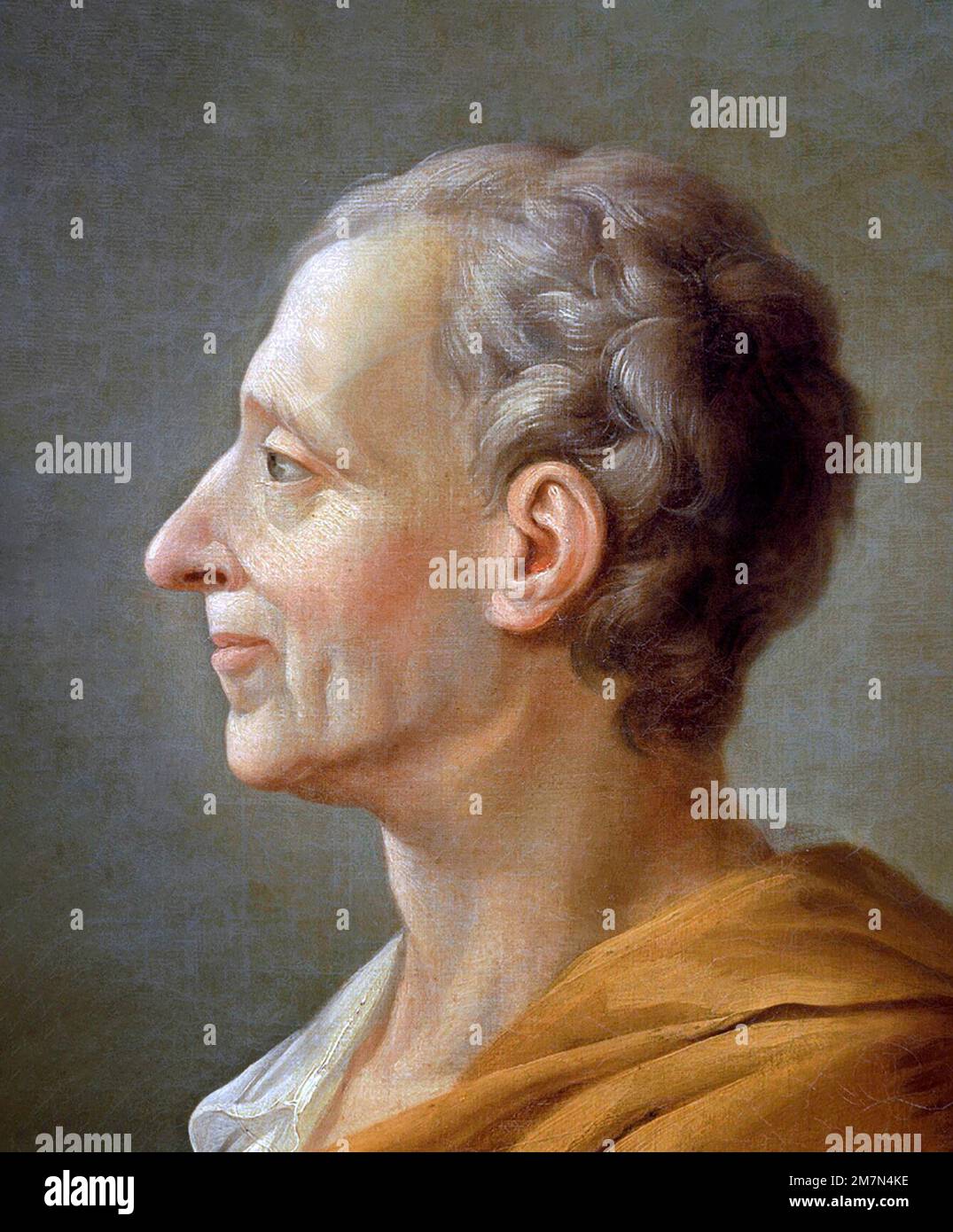 Montesquieu. Ritratto del filosofo francese, Charles Louis de Secondat, Barone de la Brède et de Montesquieu (1689-1755), dopo Jacques-Antoine Dassier, olio su tela, 18th ° secolo Foto Stock