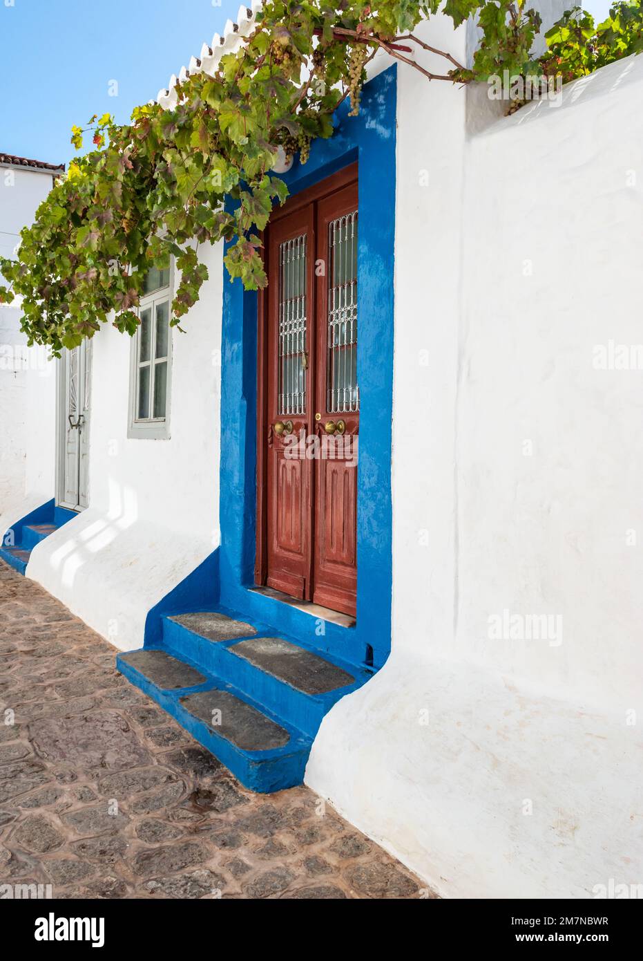 Porta nella città di Hydra, Grecia. Foto Stock