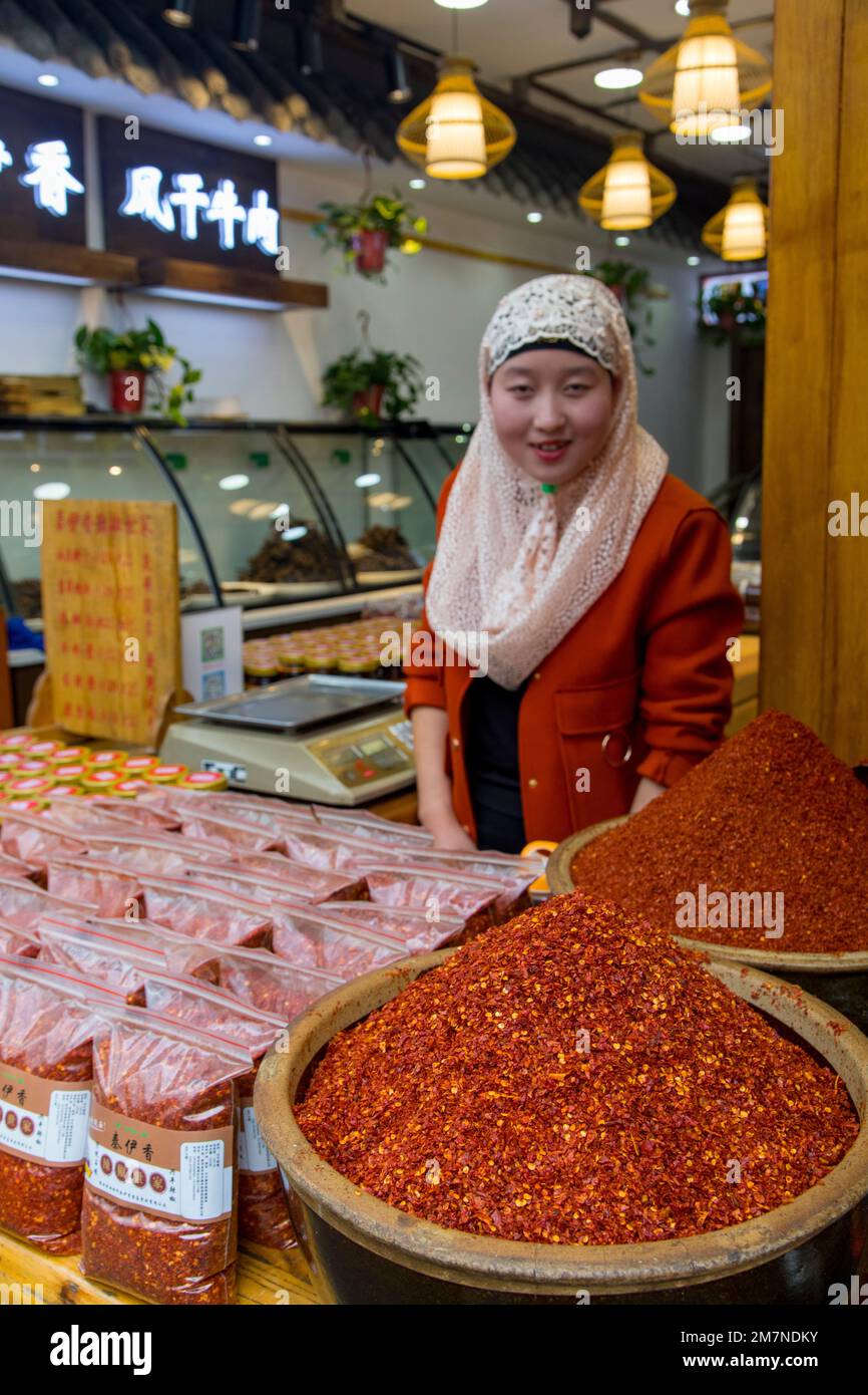 Il quartiere musulmano, Xian, Provincia di Shaanxi, Cina Foto Stock