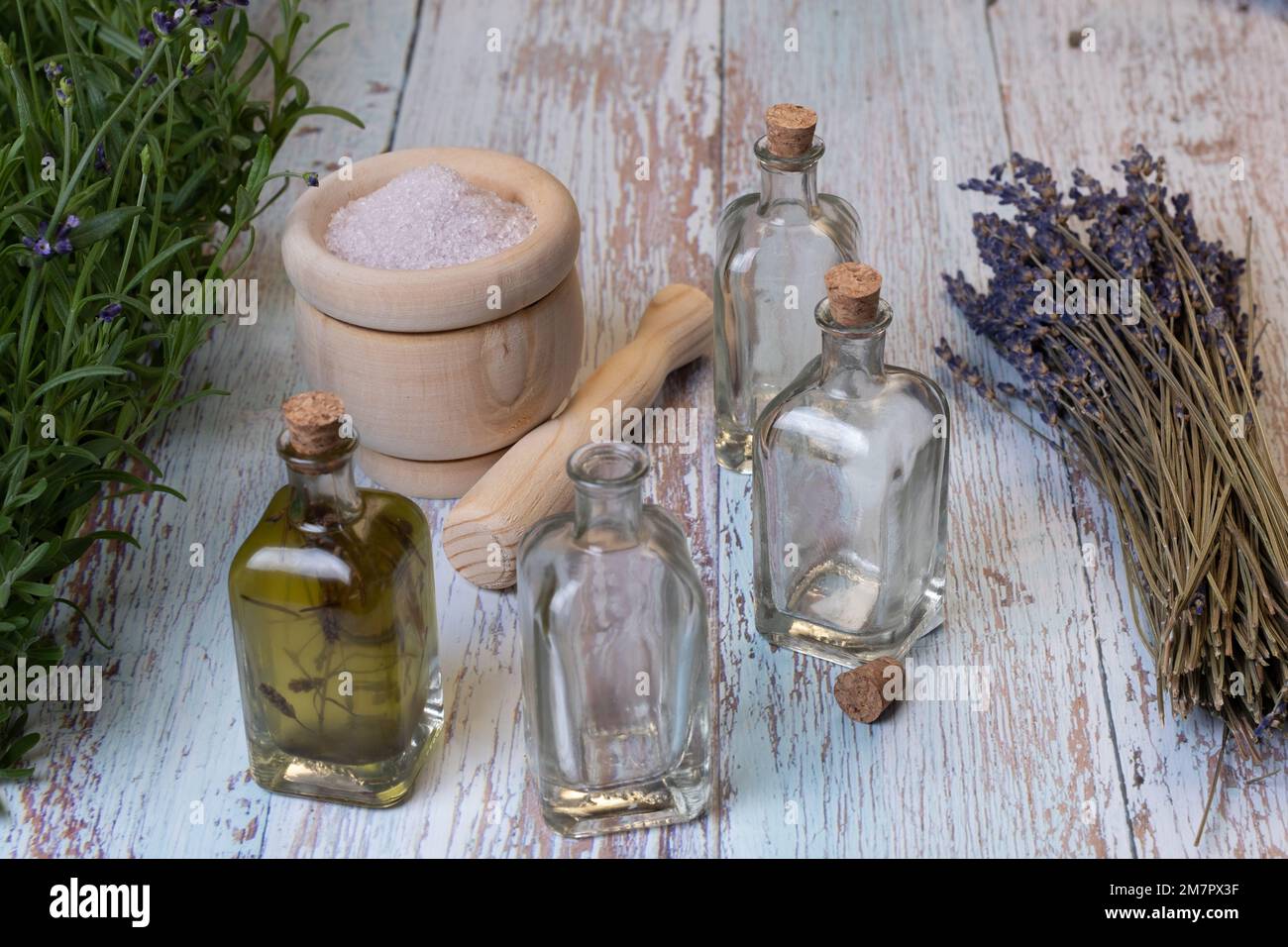 Utensili per produrre olio essenziale di lavanda fatto in casa Foto stock -  Alamy