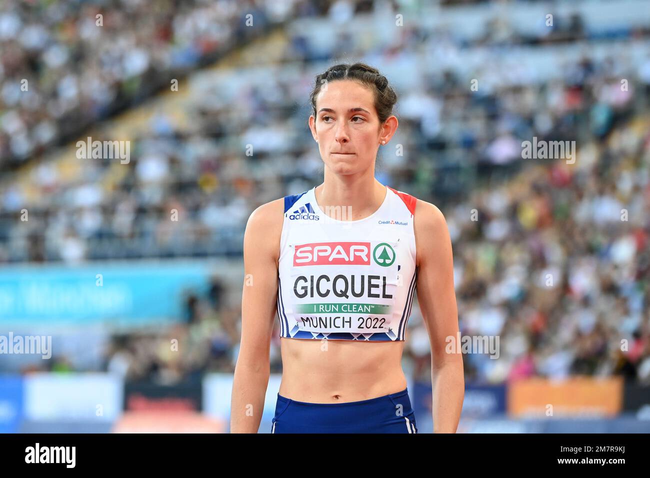 Solene Gicquel (Francia). Donne High Jump. Campionati europei di Monaco 2022 Foto Stock