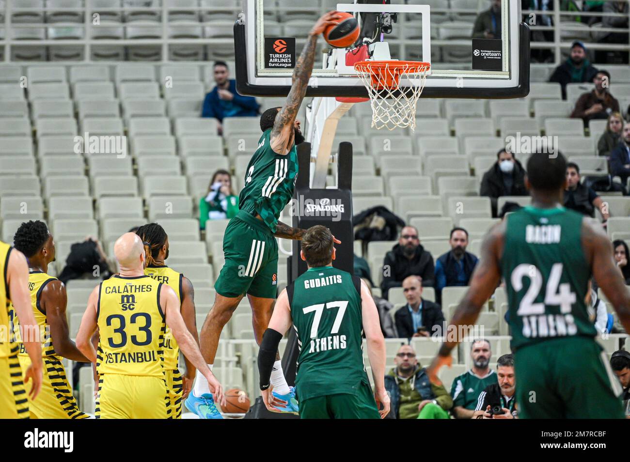 Atene, Grecia. 10th Jan, 2023. 8 DERRICK WILLIAMS di Panathinaikos BC durante l'Eurolega, turno 18, incontro tra Panathinaikos BC e Fenerbahce Beko Istanbul all'OAKA Altion il 10 gennaio 2023 ad Atene, Grecia. Credit: Independent Photo Agency/Alamy Live News Foto Stock