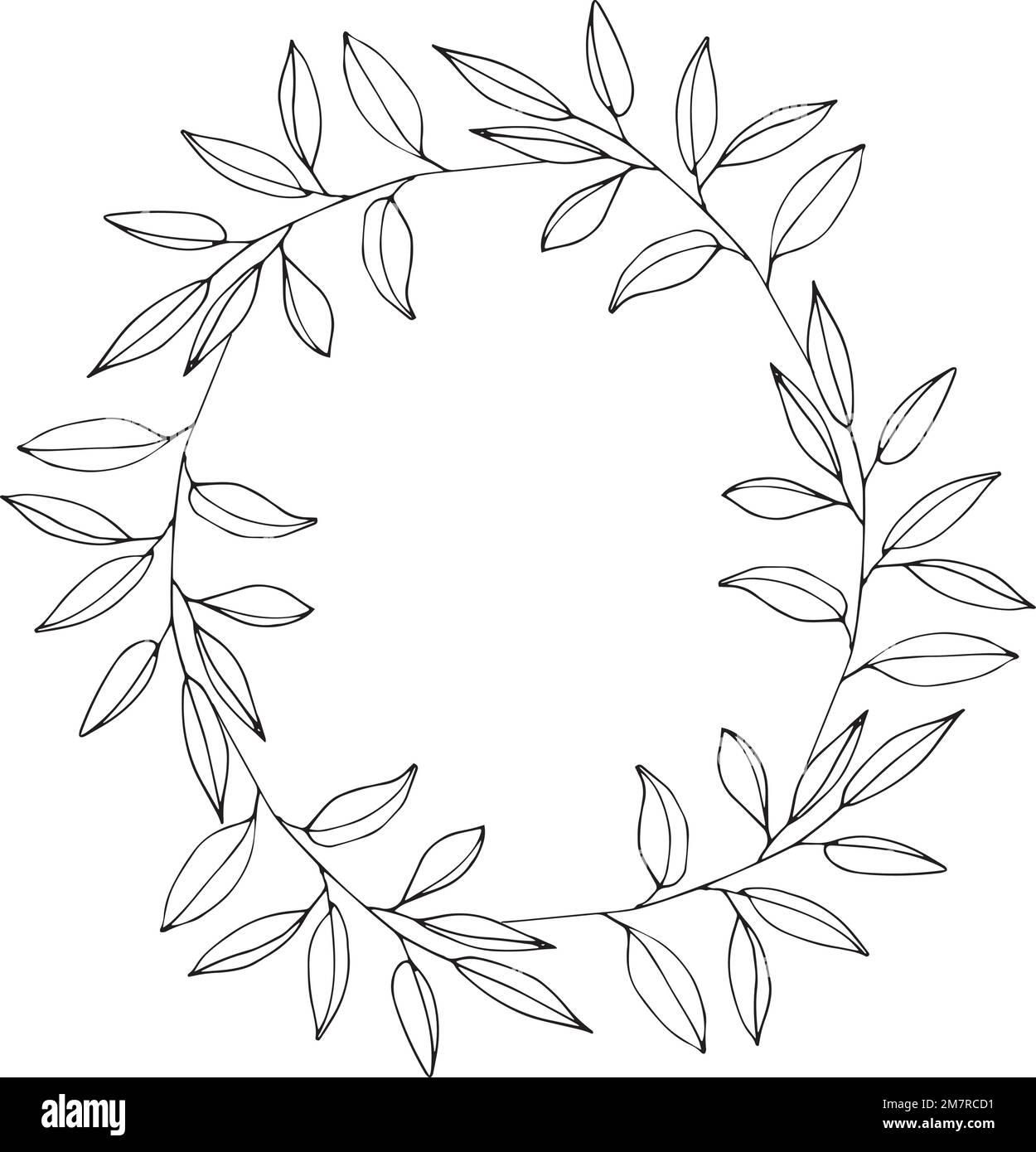 Corona con graphic vettore pianta rami con gemme e bacche Illustrazione Vettoriale