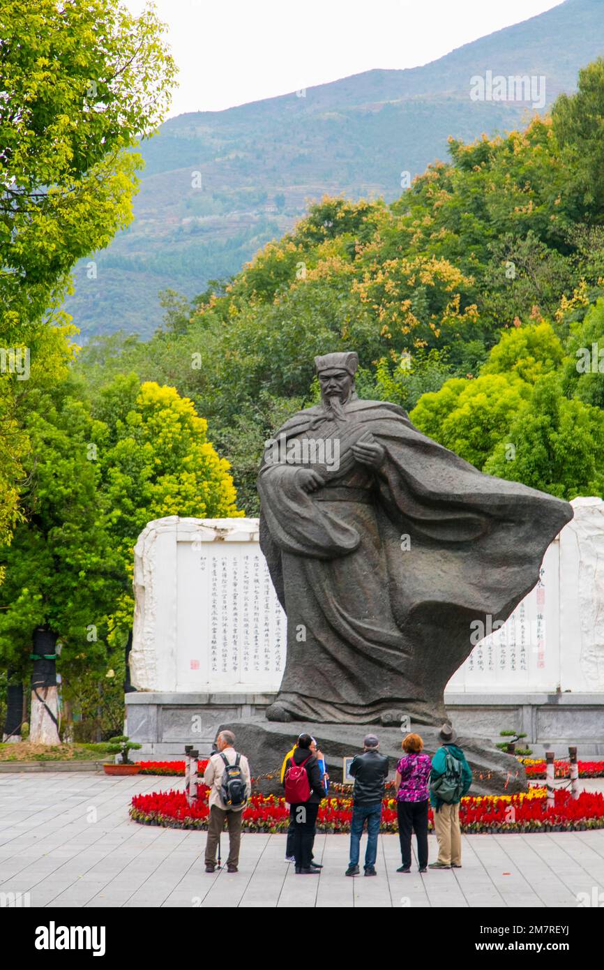 Zhuge Liang, statua, Baidi, Bianco Imperatore Città, Fiume Yangtze, Cina Foto Stock