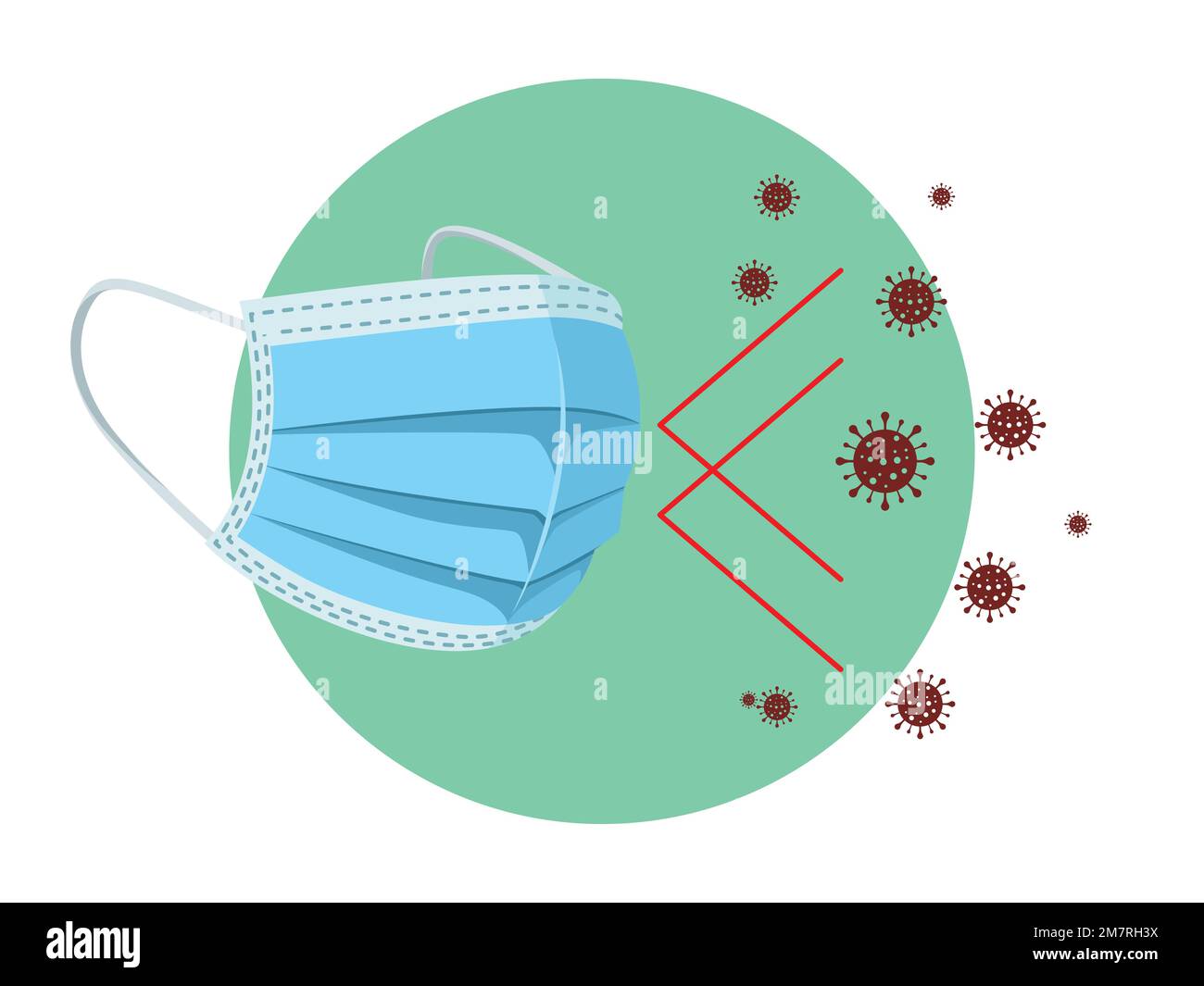 Illustrazione vettoriale di protezione della maschera facciale medica. Protezione dal virus. Mantieni protetto. Illustrazione Vettoriale