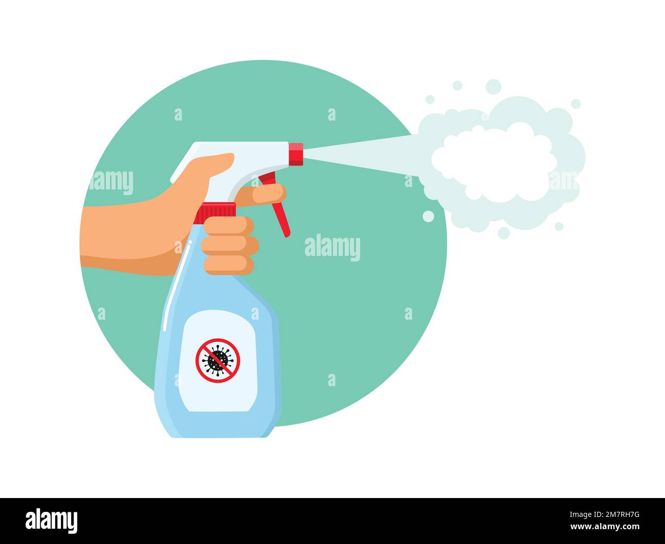 Illustrazione del vettore dell'apparecchiatura sanitaria con spray disinfettante. Design piatto. Illustrazione Vettoriale