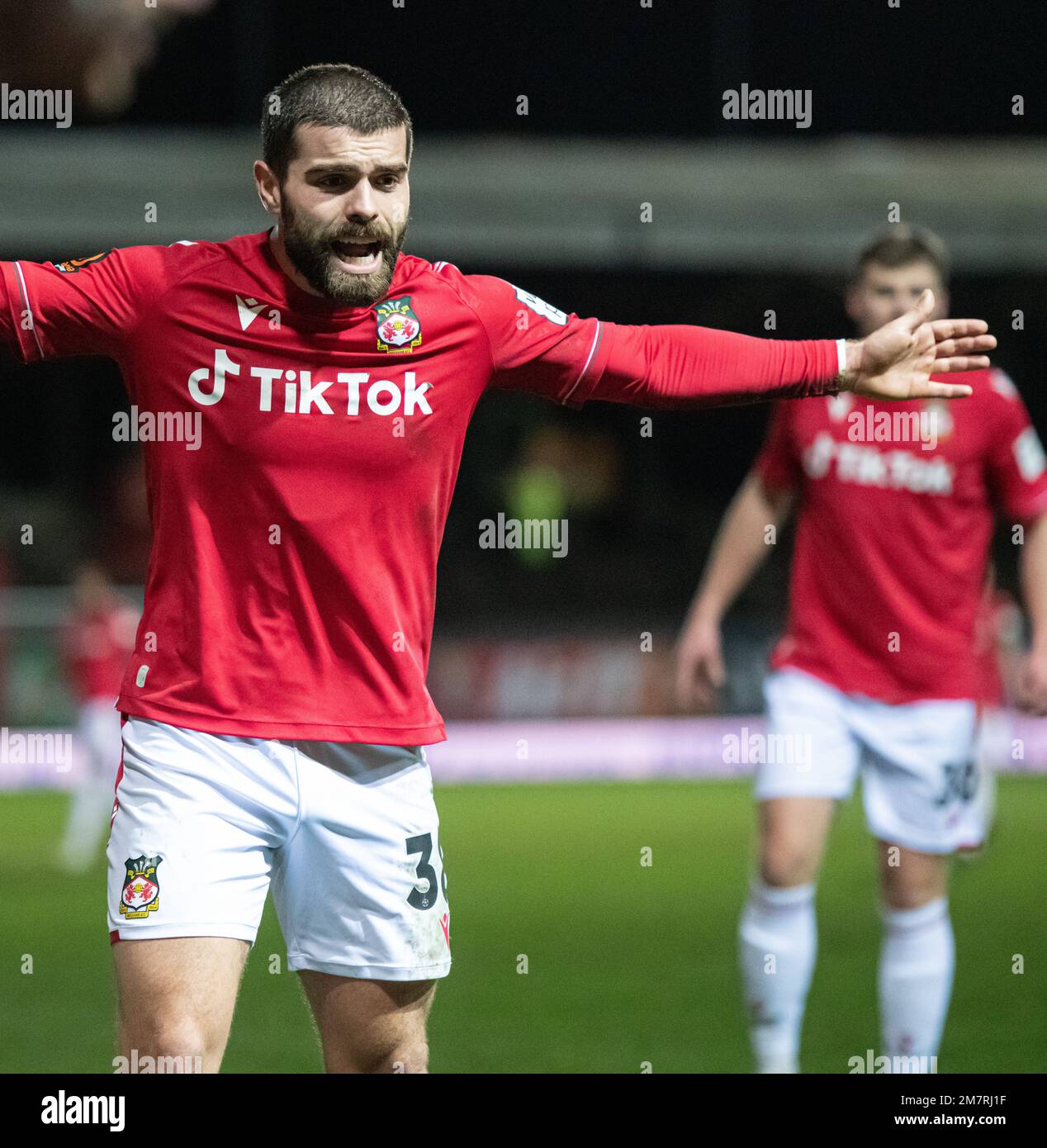 Wrexham, Wrexham County Borough, Galles. 10th gennaio 2023. Elliot Lee, durante il Wrexham Association Football Club V Bromley Football Club all'ippodromo, nella Vanarama National League. (Credit Image: ©Cody Froggatt) Foto Stock