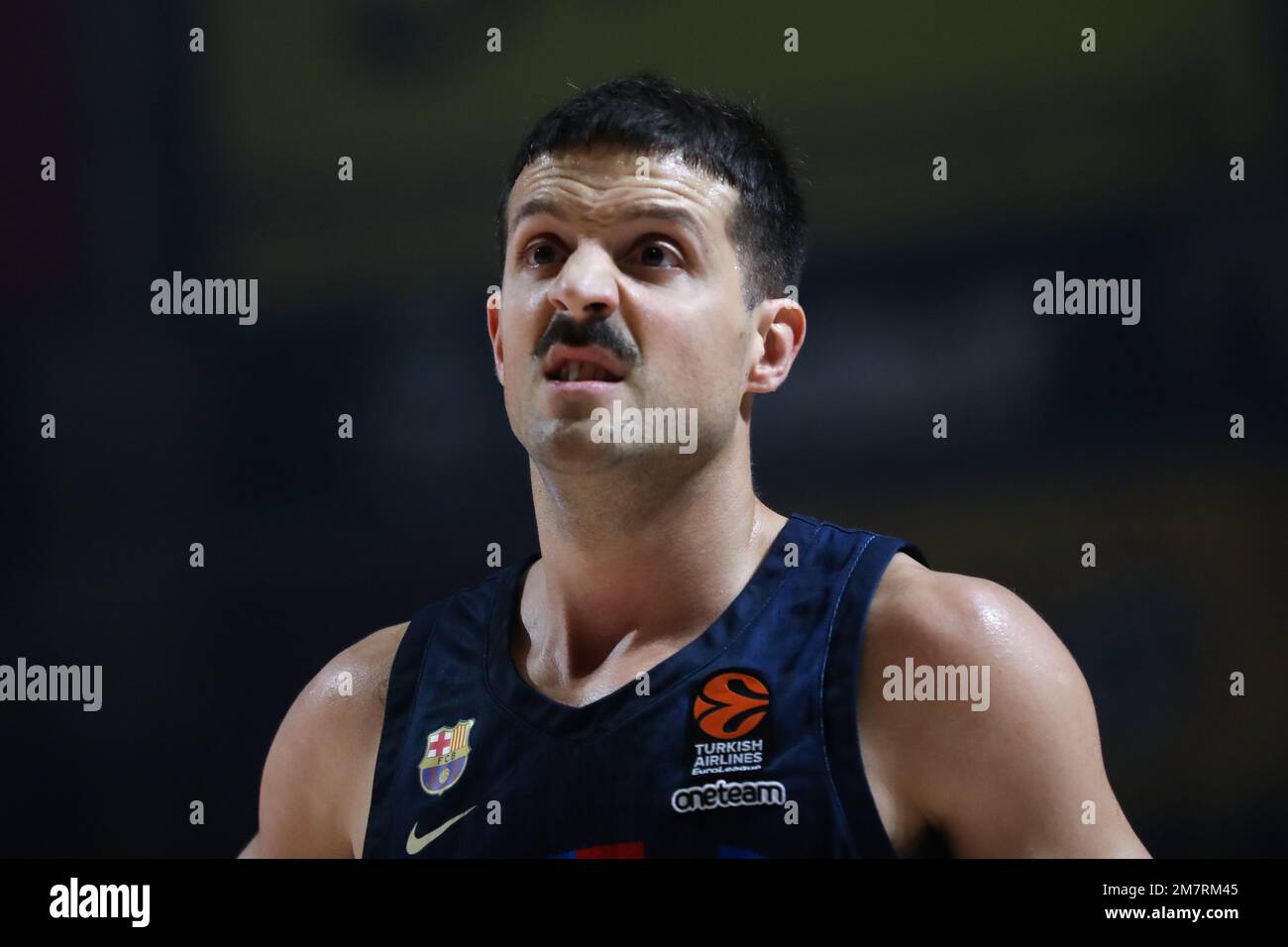 Belgrado, Serbia, 30 dicembre 2022. Nicolas Laprovittola del FC Barcelona reagisce durante la partita Eurolega della Turkish Airlines del 2022/2023 tra Crvena Zvezda MTS Belgrado e il FC Barcelona alla Stark Arena di Belgrado, in Serbia. Dicembre 30, 2022. Credito: Nikola Krstic/Alamy Foto Stock