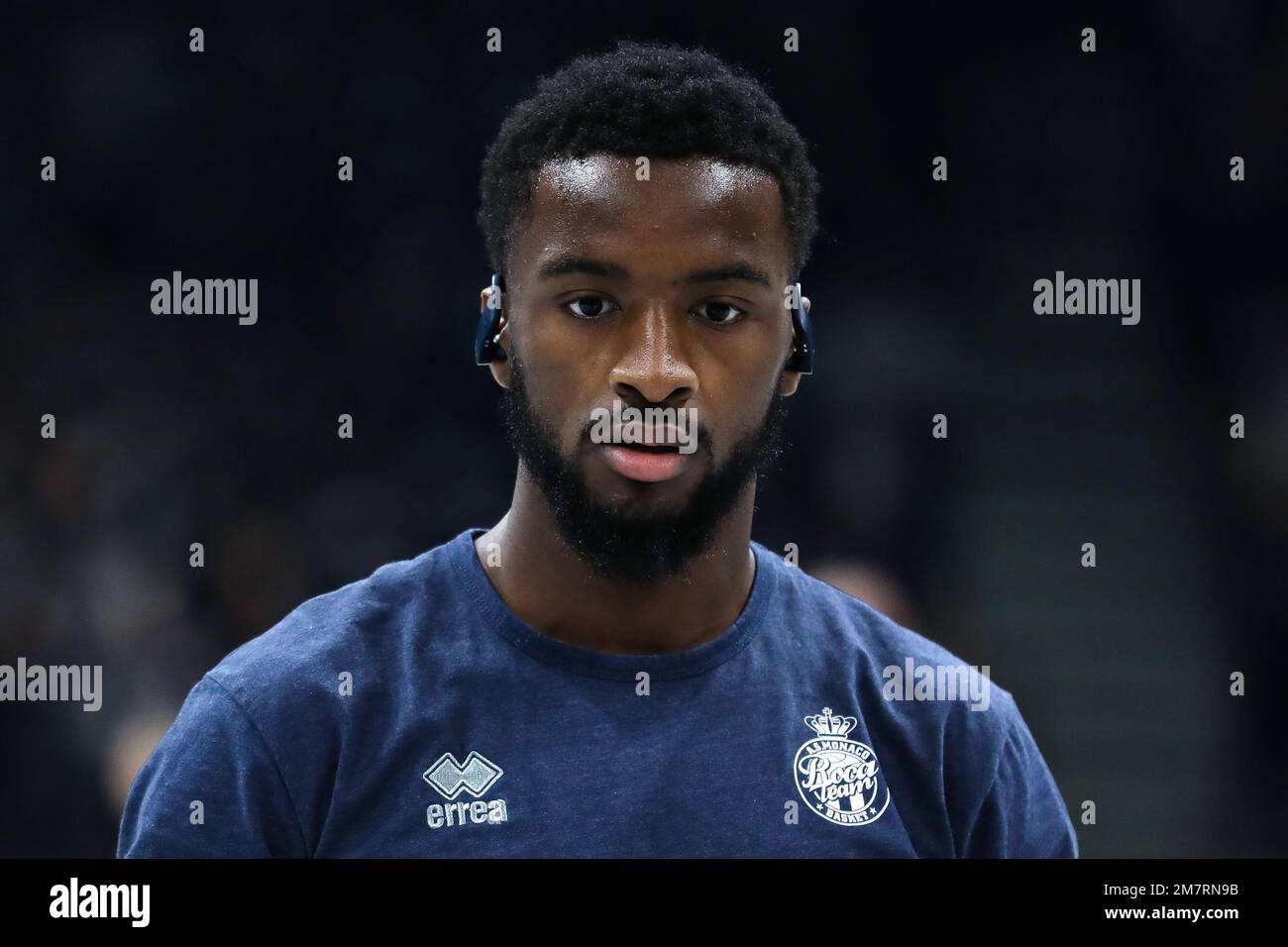 Belgrado, Serbia, 5 gennaio 2023. Alpha Diallo di AS Monaco reagisce durante la partita Eurolega della Turkish Airlines del 2022/2023 tra Partizan Mozzart Bet Belgrado e COME Monaco alla Stark Arena di Belgrado, Serbia. Gennaio 5, 2022. Credito: Nikola Krstic/Alamy Foto Stock