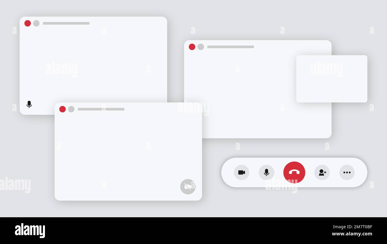 Applicazione di videoconferenza vettoriale sfondo bianco con spazio di progettazione Illustrazione Vettoriale