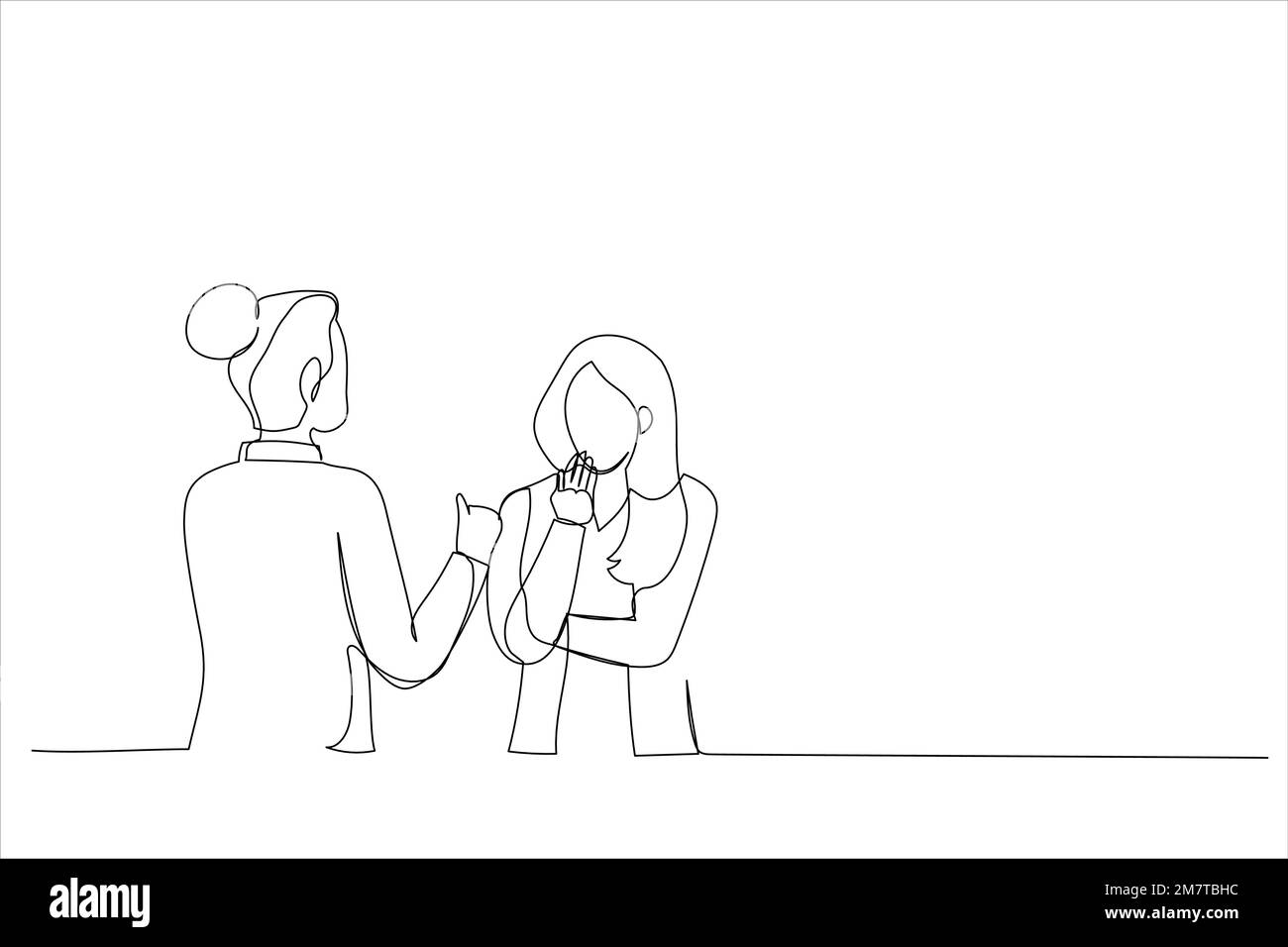 Cartone animato di donne asiatiche d'affari. Stile artistico a linea continua singola Illustrazione Vettoriale