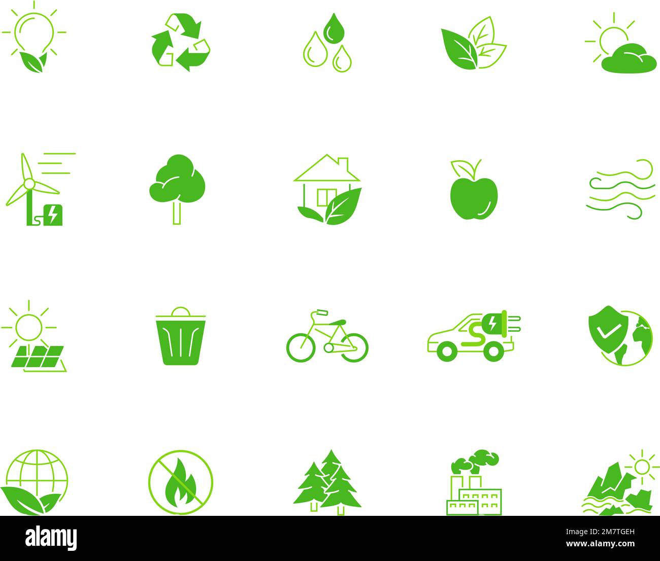 Ecologia e ambiente icone verdi. Illustrazione vettoriale Illustrazione Vettoriale